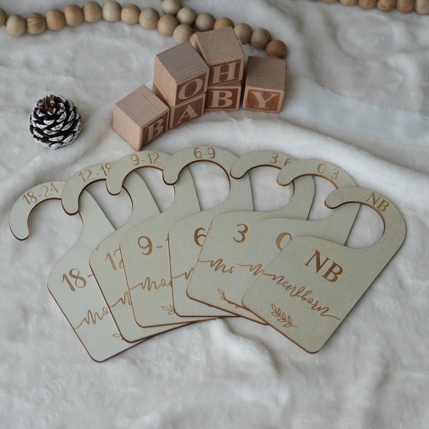Wooden Baby Nursery Closet Dividers,Baby Shower Gift Ideas,Clothes Size Markers for Babies,Wood Wardrobe Divider