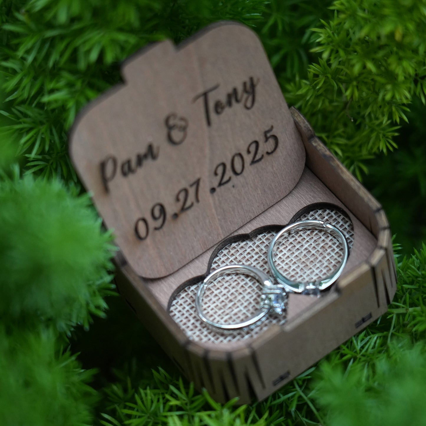 Custom Wooden Ring Box,Wedding Ceremony Ring  Box,Square Ring Bearer,Bridal Gift For Her,Proposal  Ring Box Holder