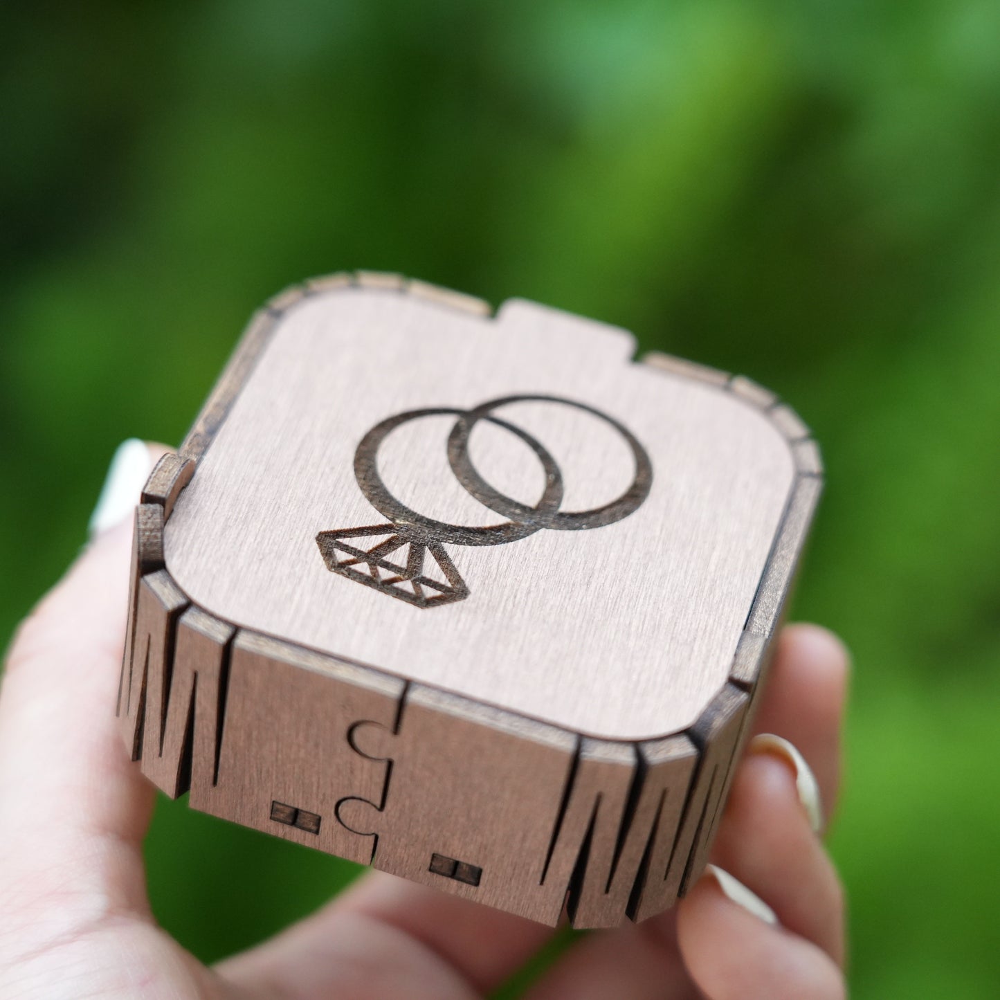 Custom Wooden Ring Box,Wedding Ceremony Ring  Box,Square Ring Bearer,Bridal Gift For Her,Proposal  Ring Box Holder