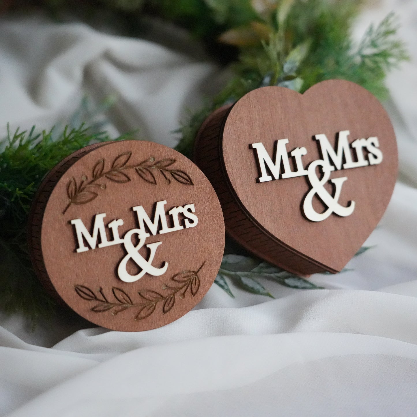 Custom Ring Box,Wooden Wedding Ring Box,Round And Heart Ring Bearer, Proposal &Anniversary Gift, Wedding Ceremony Ring Holder