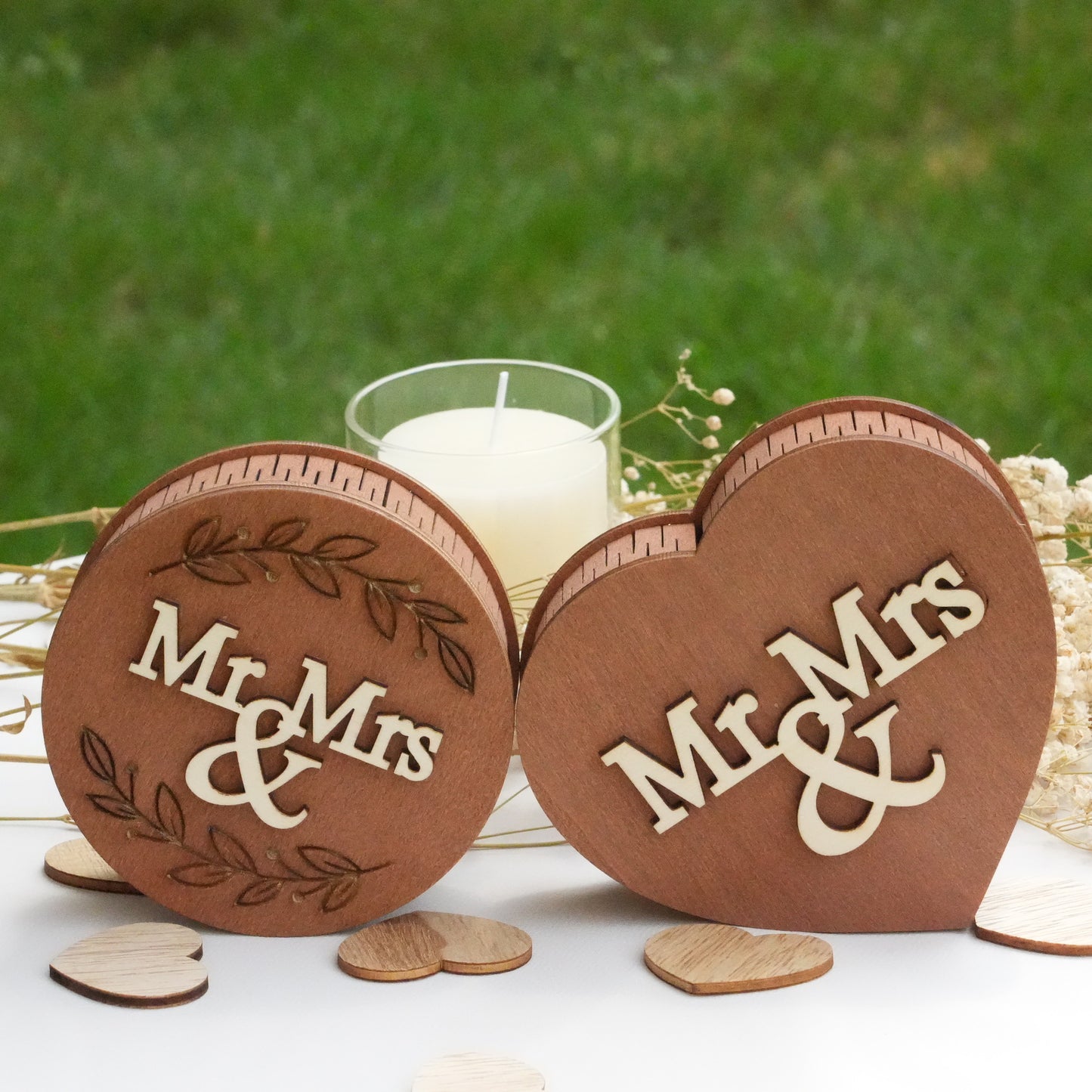 Custom Ring Box,Wooden Wedding Ring Box,Round And Heart Ring Bearer, Proposal &Anniversary Gift, Wedding Ceremony Ring Holder
