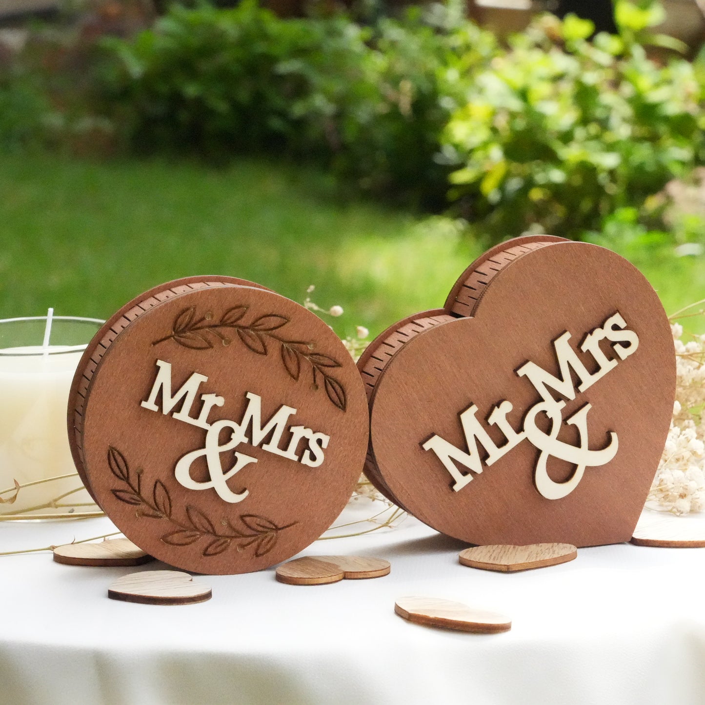 Custom Ring Box,Wooden Wedding Ring Box,Round And Heart Ring Bearer, Proposal &Anniversary Gift, Wedding Ceremony Ring Holder