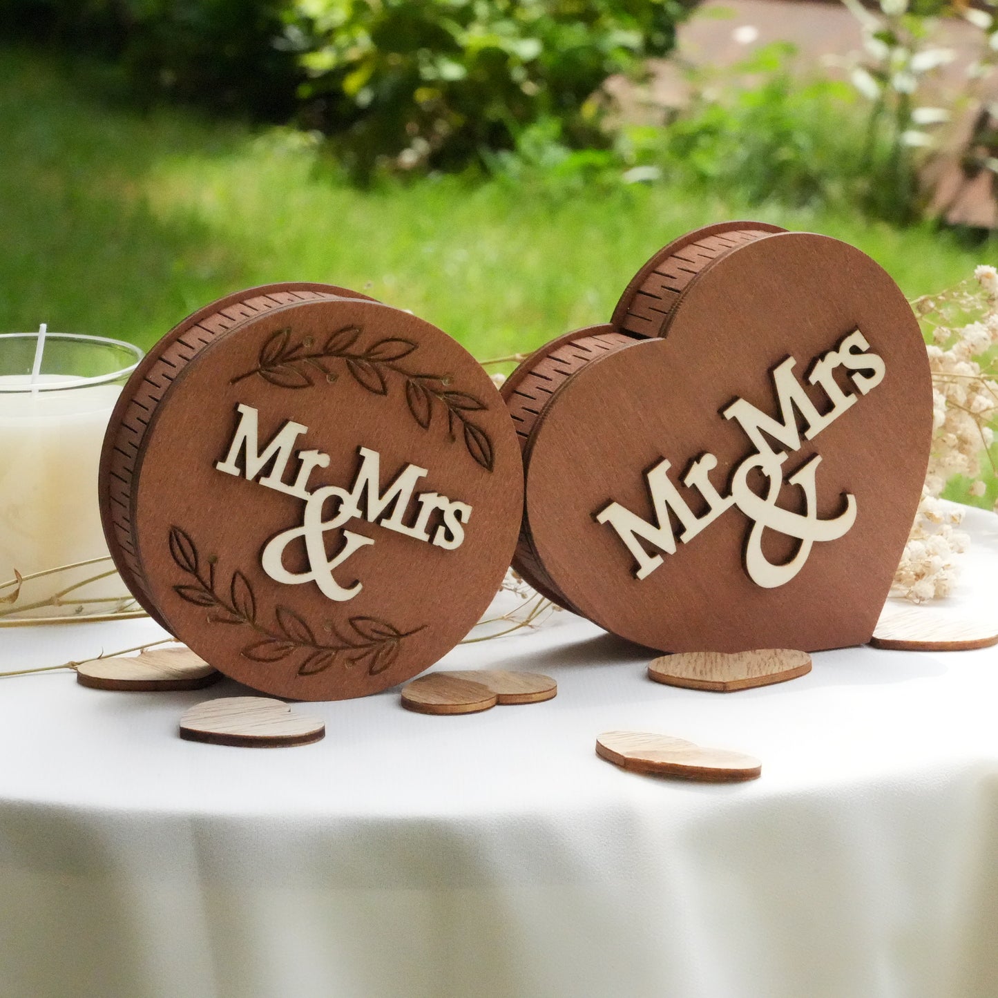 Custom Ring Box,Wooden Wedding Ring Box,Round And Heart Ring Bearer, Proposal &Anniversary Gift, Wedding Ceremony Ring Holder