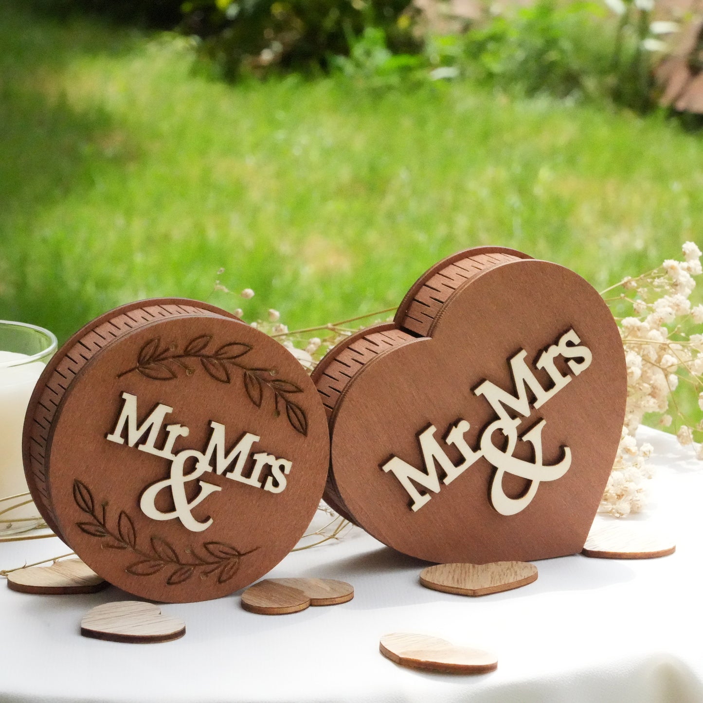 Custom Ring Box,Wooden Wedding Ring Box,Round And Heart Ring Bearer, Proposal &Anniversary Gift, Wedding Ceremony Ring Holder