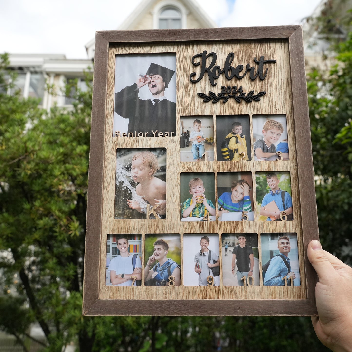 Personalized School Years Picture Frame,Pre K to  Graduation Picture Collage,Wall Decor,School Photo  Keepsake,Graduation Memory Board