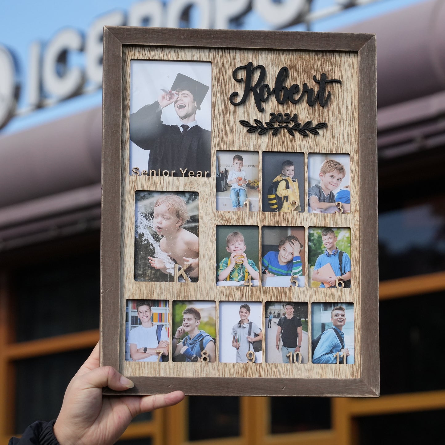 Personalized School Years Picture Frame,Pre K to  Graduation Picture Collage,Wall Decor,School Photo  Keepsake,Graduation Memory Board