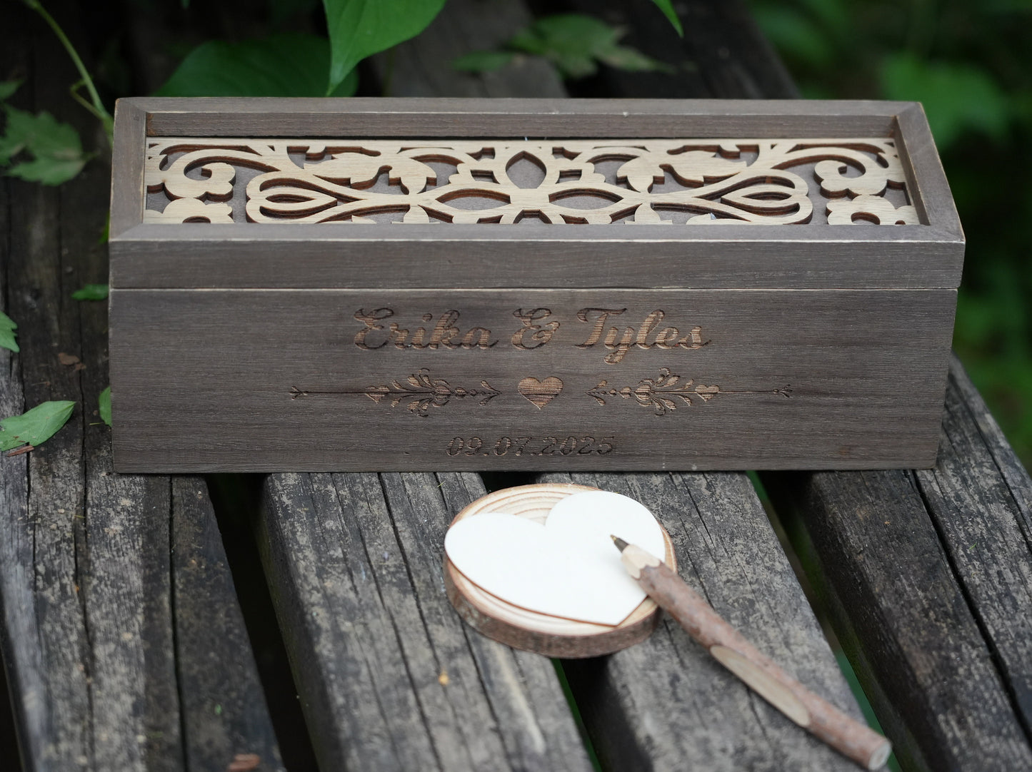 Personalized Wooden Wedding Guest Book With Pen And Box,Wedding Reception Book,Wedding  Keepsake,Engagement And Anniversary Scrapbook
