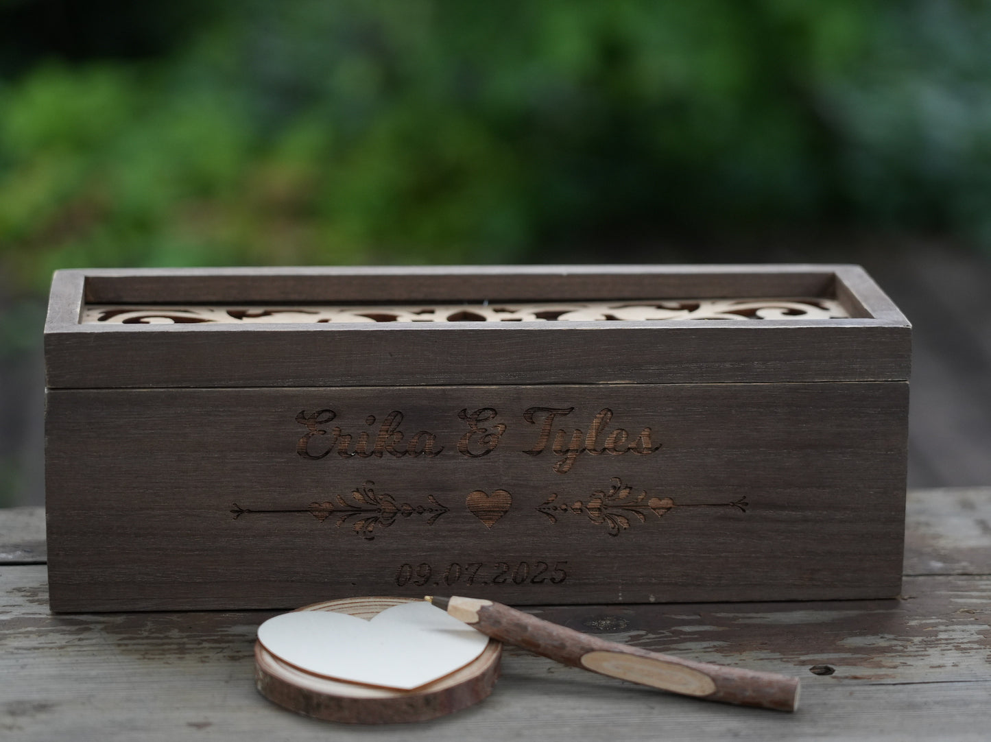 Personalized Wooden Wedding Guest Book With Pen And Box,Wedding Reception Book,Wedding  Keepsake,Engagement And Anniversary Scrapbook