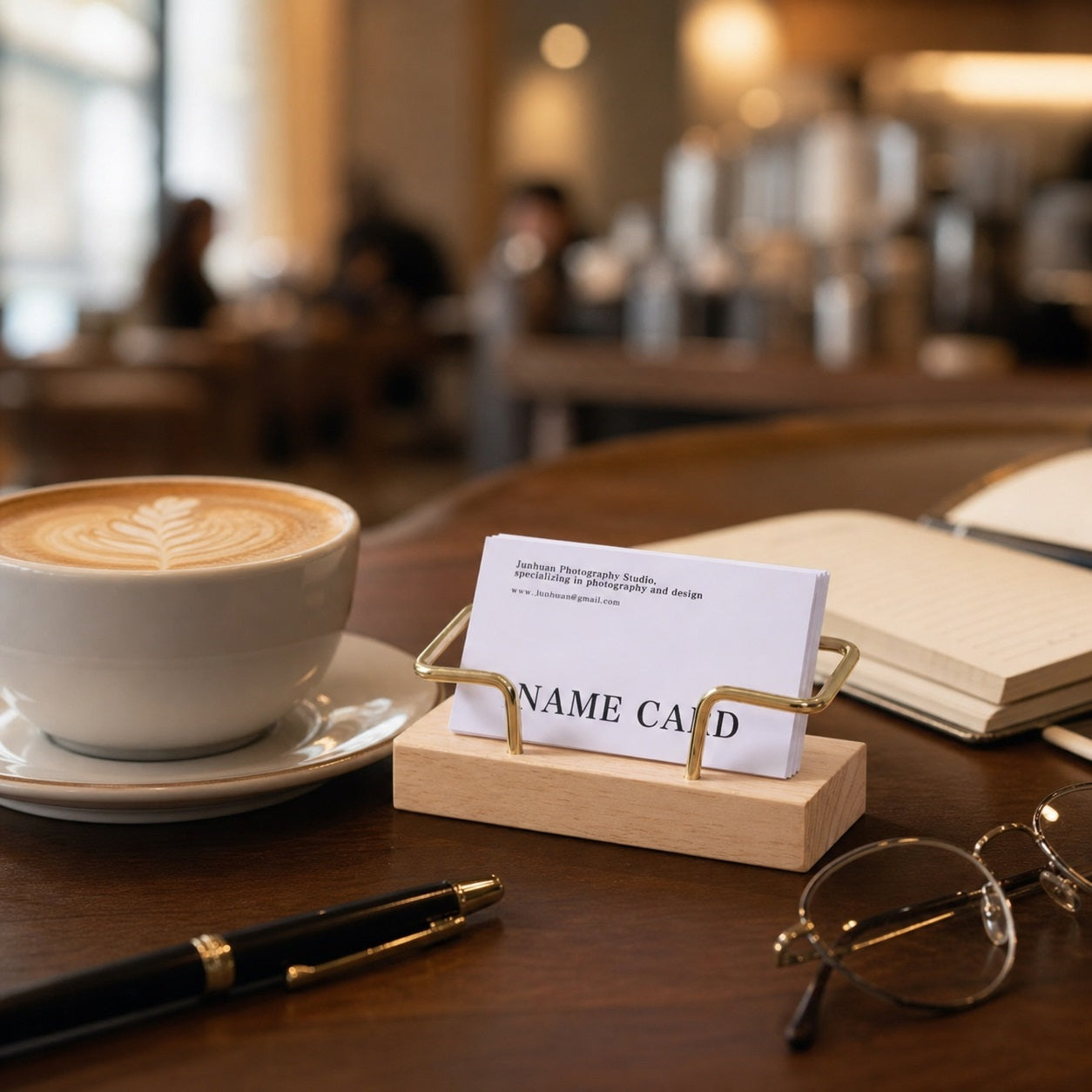 Custom Wooden Business Card Holder for Desk, Corporate Office Gift,Engraved Card Display, Gifts for Boyfriend,Traditional Office Decor