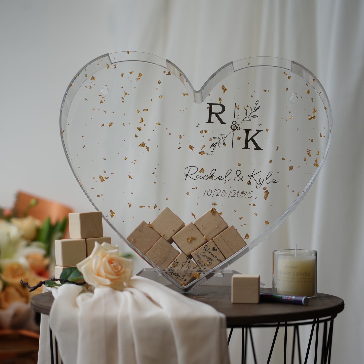 Personalized Wedding Guest Book,Engraved Photo Book, Bridal Shower Album Gifts,Engagement and Anniversary  Scrapbook, Anniversary Gift