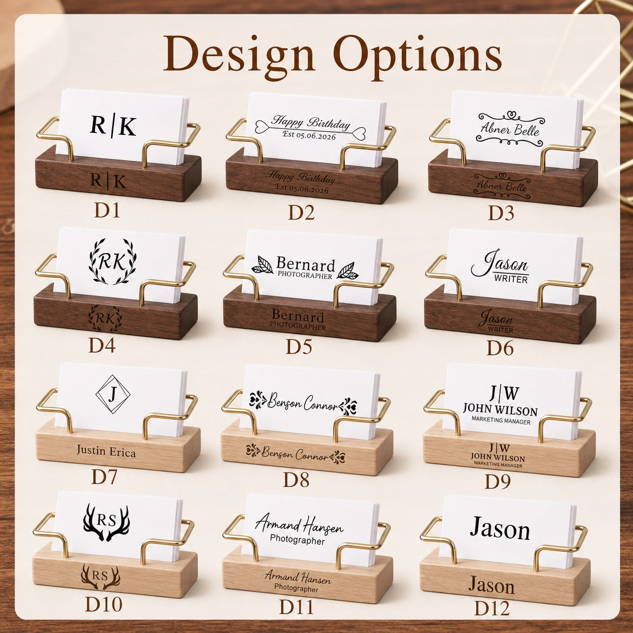 Custom Wooden Business Card Holder for Desk, Corporate Office Gift,Engraved Card Display, Gifts for Boyfriend,Traditional Office Decor