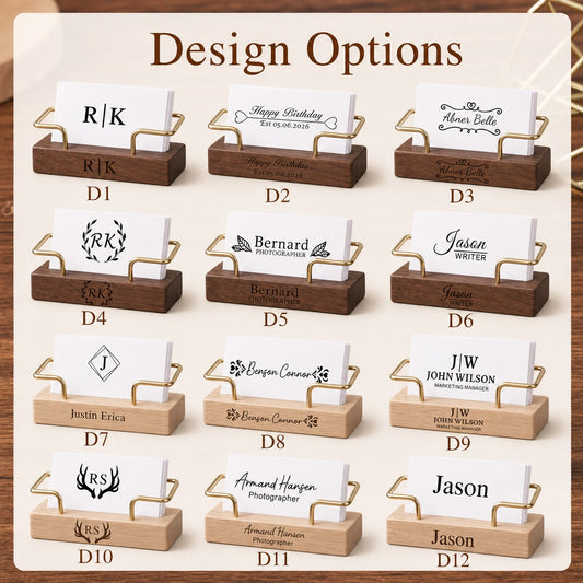 Custom Wooden Business Card Holder for Desk, Corporate Office Gift,Engraved Card Display, Gifts for Boyfriend,Traditional Office Decor