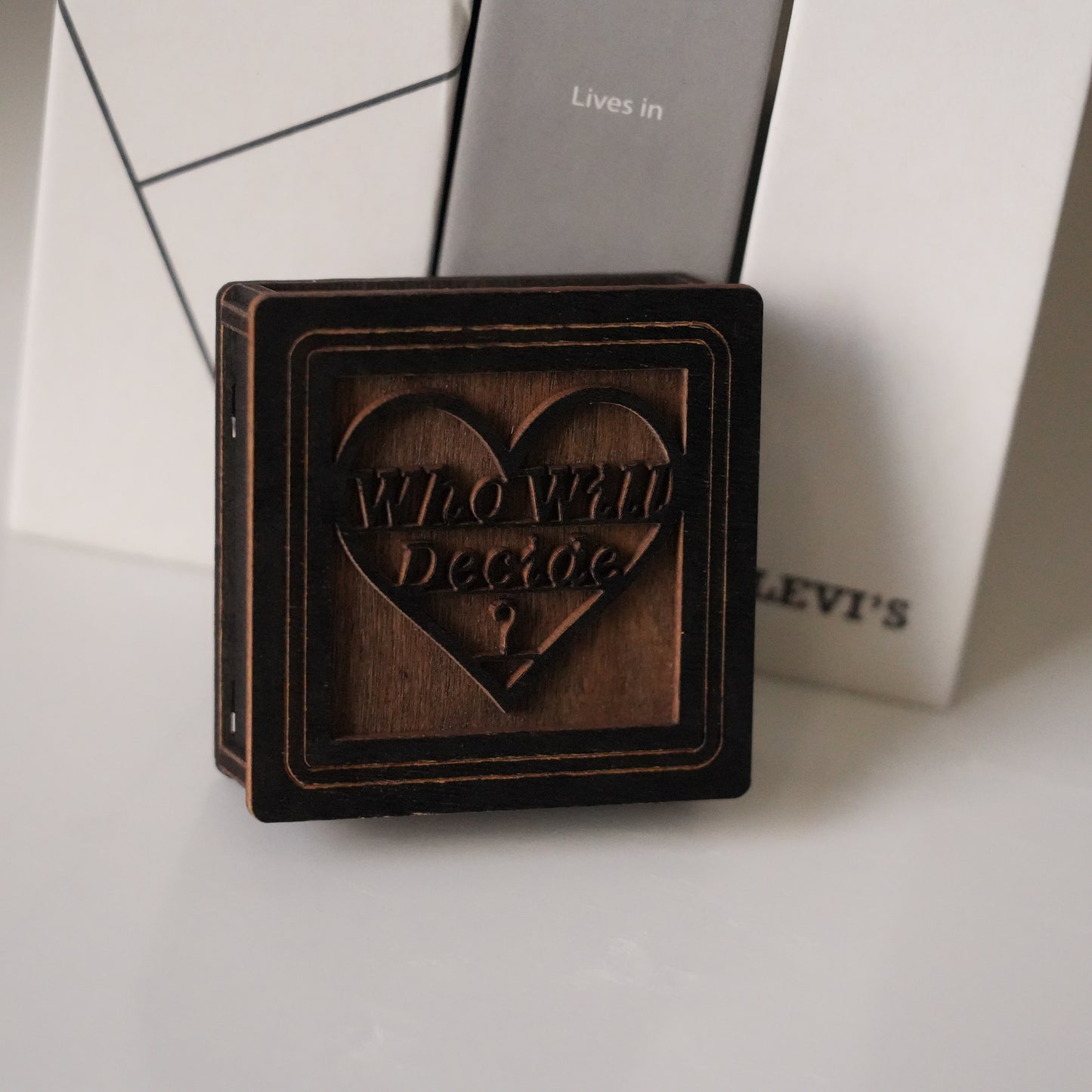 Personalized Modern Decision Coin With Wooden Box,Custom Engraved Brass Coin for Him or Her, Flip To Decide Coin Couples Coin