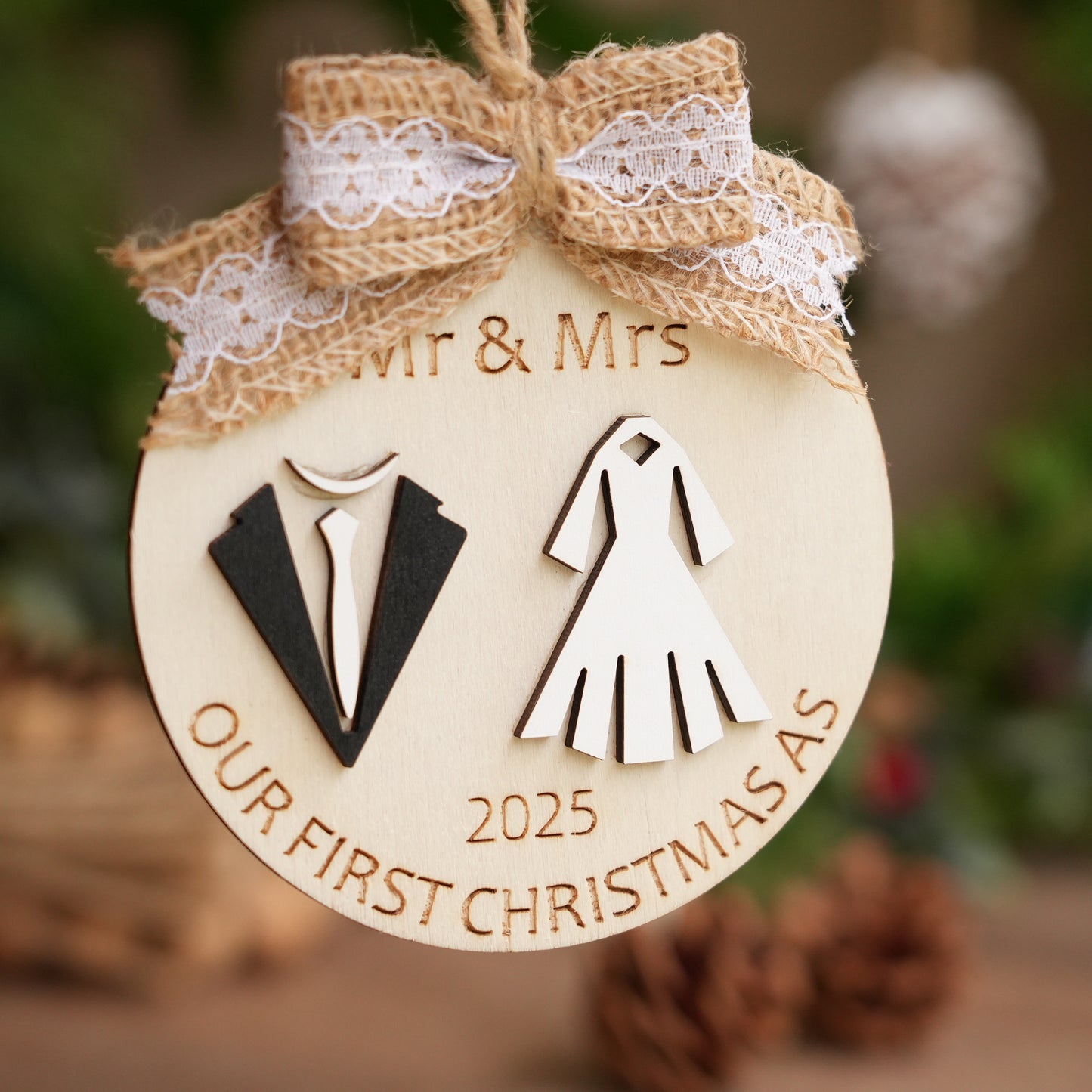 Personalized First Christmas Ornament,Couple Name  Christmas Ornament,Custom Christmas Bauble, Photo Wedding Keepsake,New House Ornament