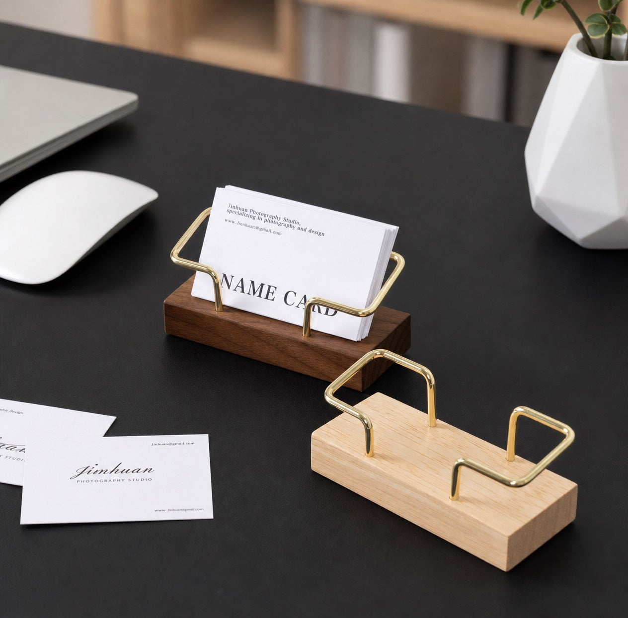Custom Wooden Business Card Holder for Desk, Corporate Office Gift,Engraved Card Display, Gifts for Boyfriend,Traditional Office Decor