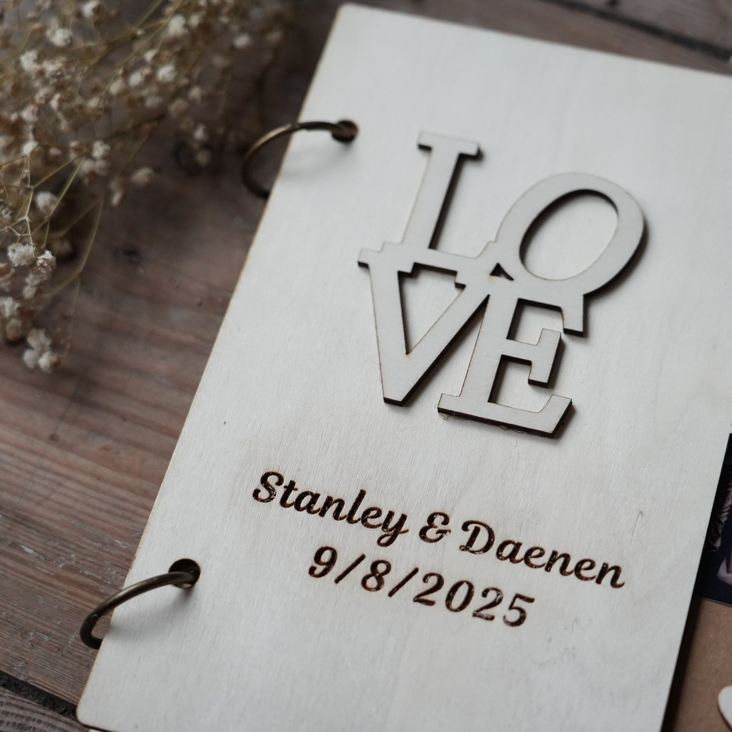 Personalized Wooden Wedding Guest Book,Elegant  Wooden Wedding Keepsake,Memory Album,Custom  Rustic Sign Book for Reception