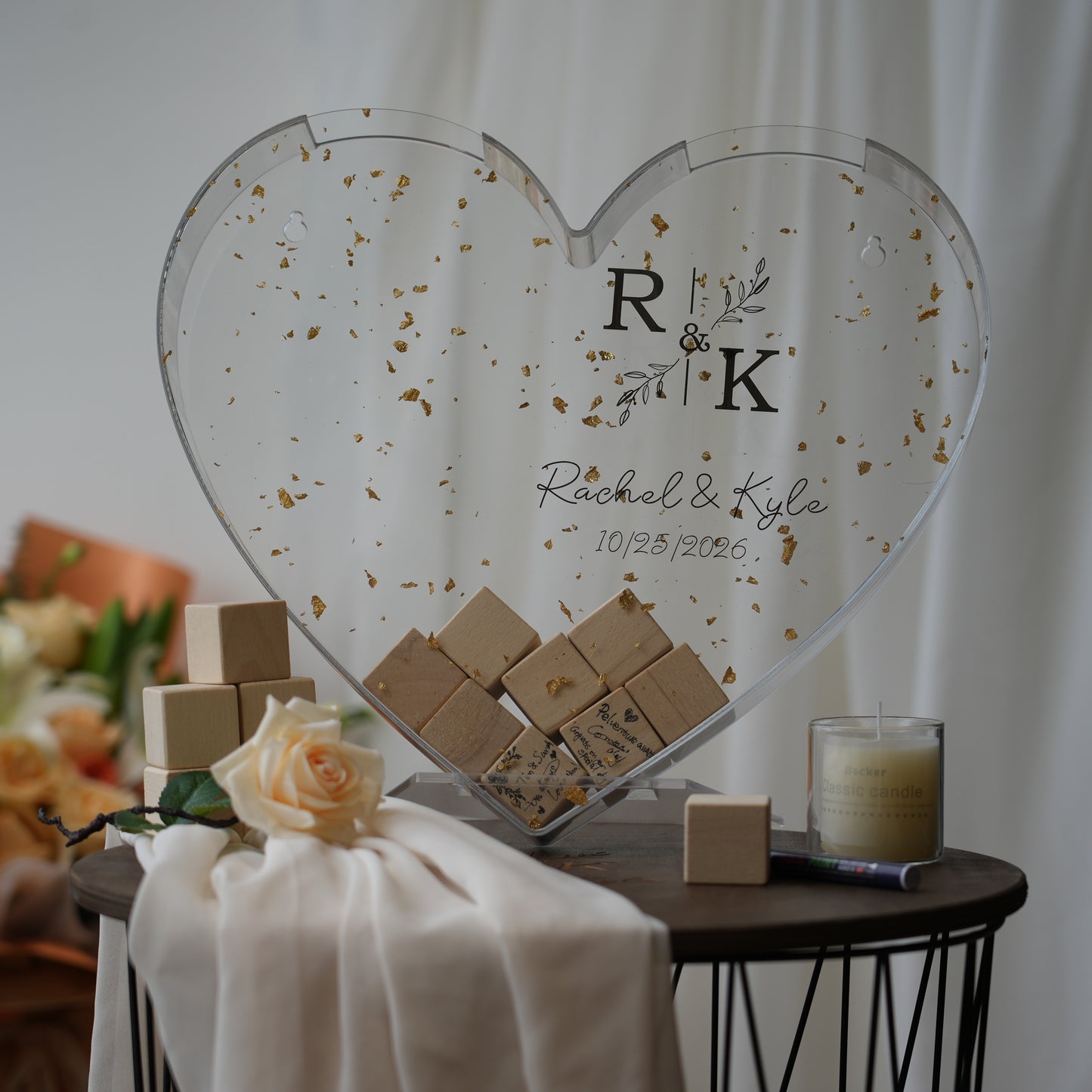 Personalized Wedding Guest Book,Engraved Photo Book, Bridal Shower Album Gifts,Engagement and Anniversary  Scrapbook, Anniversary Gift