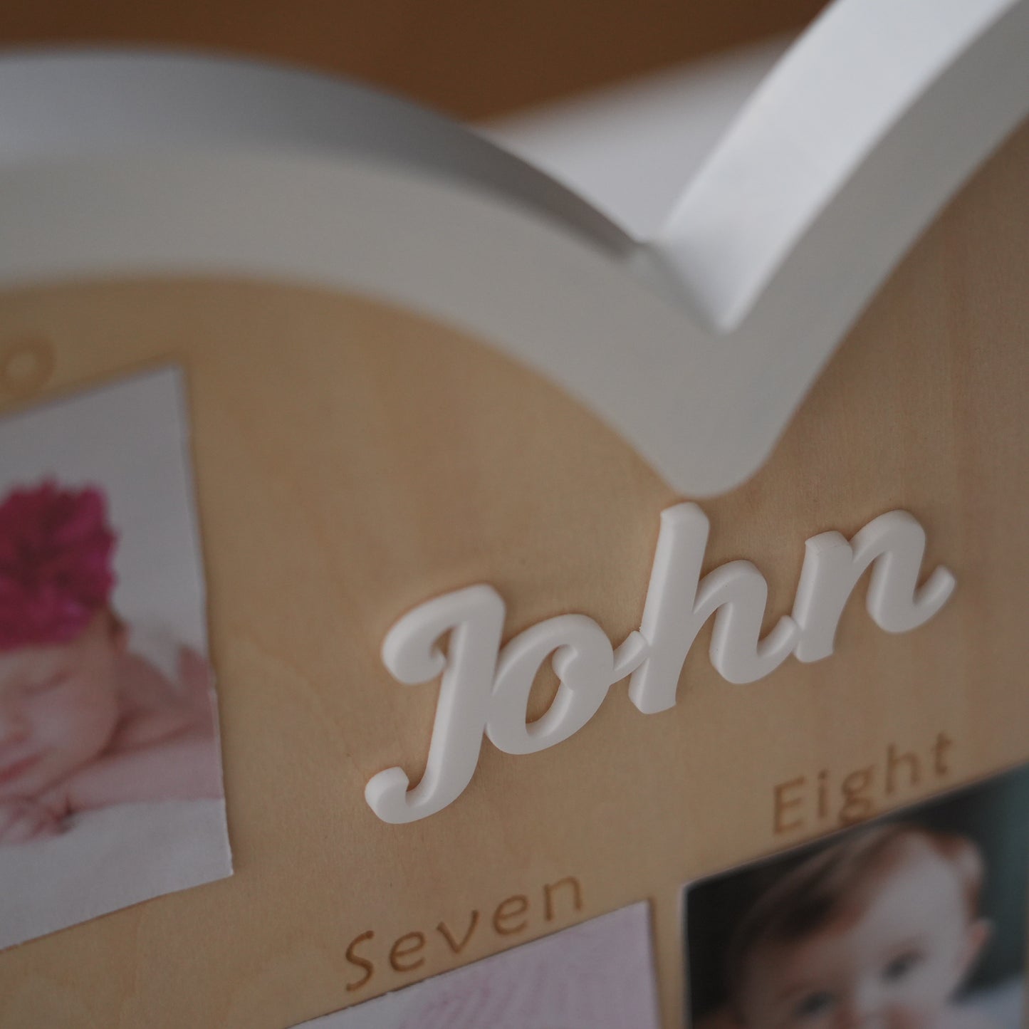Personalized Baby 12 Monthly Photo Frame,Wooden Heart Photo Frame,Monthly Newborn Pictures, Wall Hanging,Baby First Year Picture Frame
