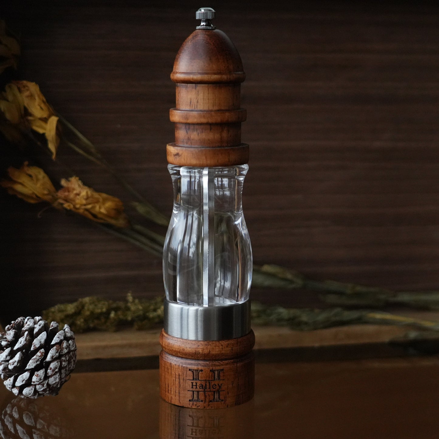 Personalized Wooden Salt＆Pepper Grinder Bottle, Modern Kitchen Decor,Kitchen Seasoning Accessory, Gift For Mom