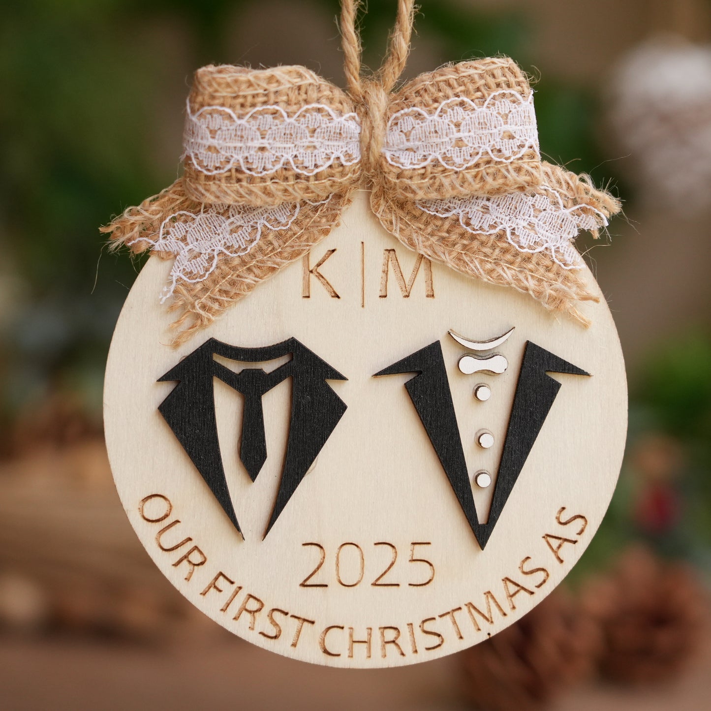 Personalized First Christmas Ornament,Couple Name  Christmas Ornament,Custom Christmas Bauble, Photo Wedding Keepsake,New House Ornament