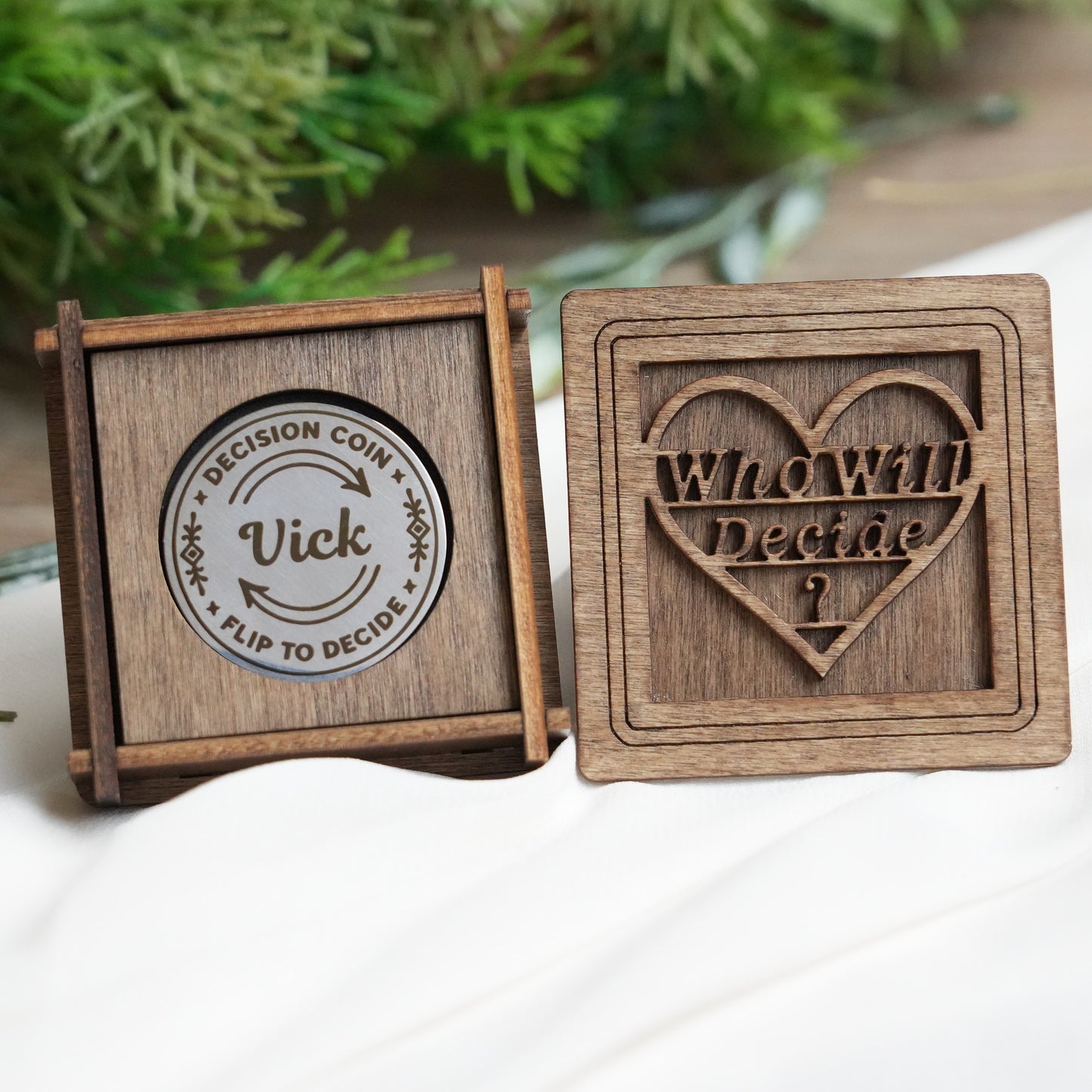 Personalized Decision Coin Gift - Custom Flip Coin for Couples, Handmade Brass Coin for Him or Her,Funny Anniversary Gift – Date Night Idea