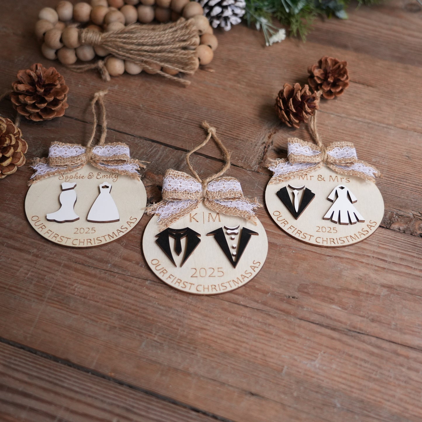 Personalized First Christmas Ornament,Couple Name  Christmas Ornament,Custom Christmas Bauble, Photo Wedding Keepsake,New House Ornament