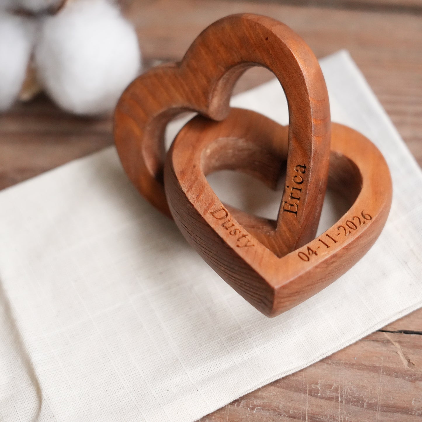 Personalized Infinity Heart Sculpture,Valentine’s Day Gift, Romantic Couple Keepsake,Anniversary Present, Gift For Wedding, Engraved Wooden Gift