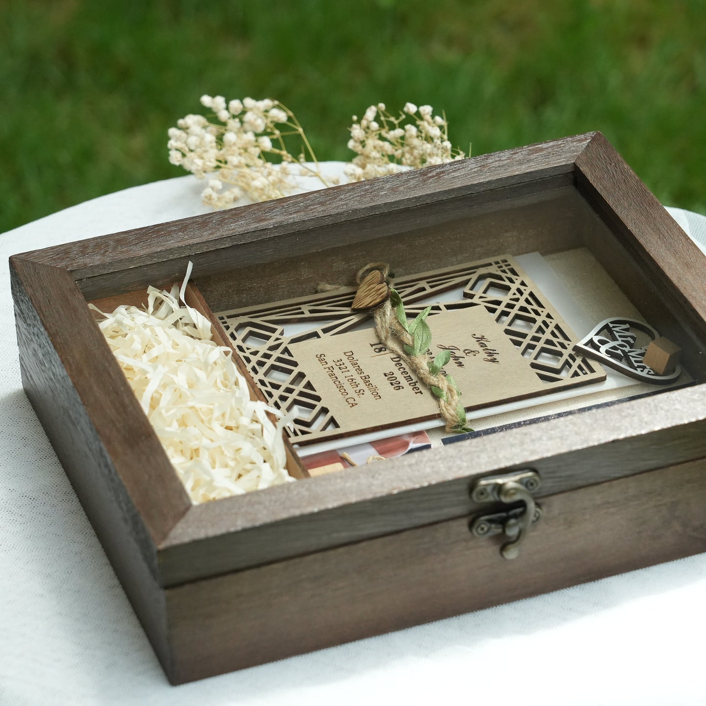 Personalized Wooden Memory Box With USB,Engraved Wooden Keepsake Box,Rustic Memento Box,Gift For Birth