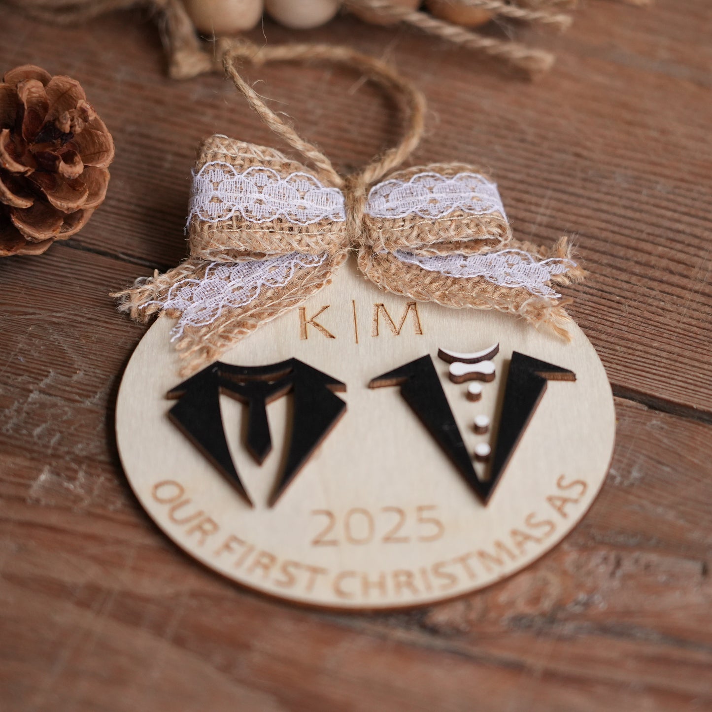 Personalized First Christmas Ornament,Couple Name  Christmas Ornament,Custom Christmas Bauble, Photo Wedding Keepsake,New House Ornament