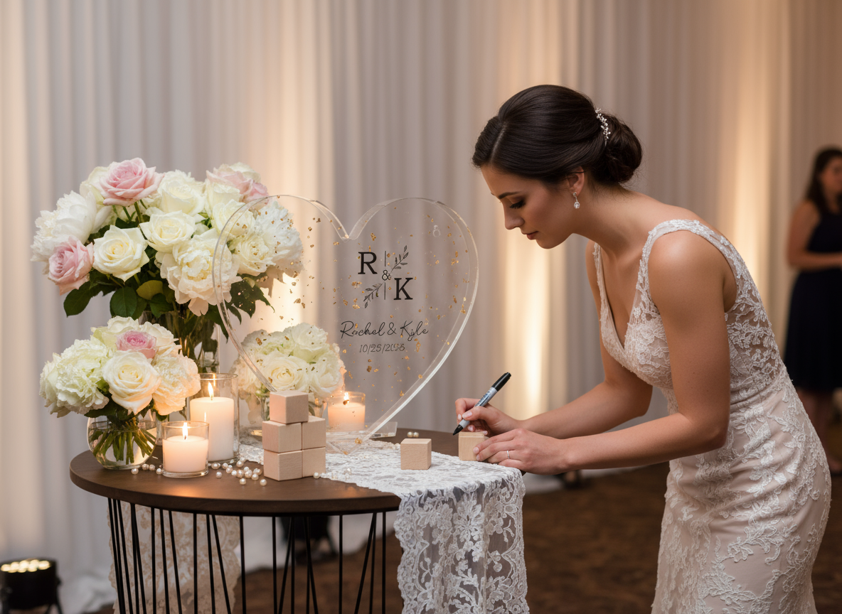 Personalized Wedding Guest Book,Engraved Photo Book, Bridal Shower Album Gifts,Engagement and Anniversary  Scrapbook, Anniversary Gift
