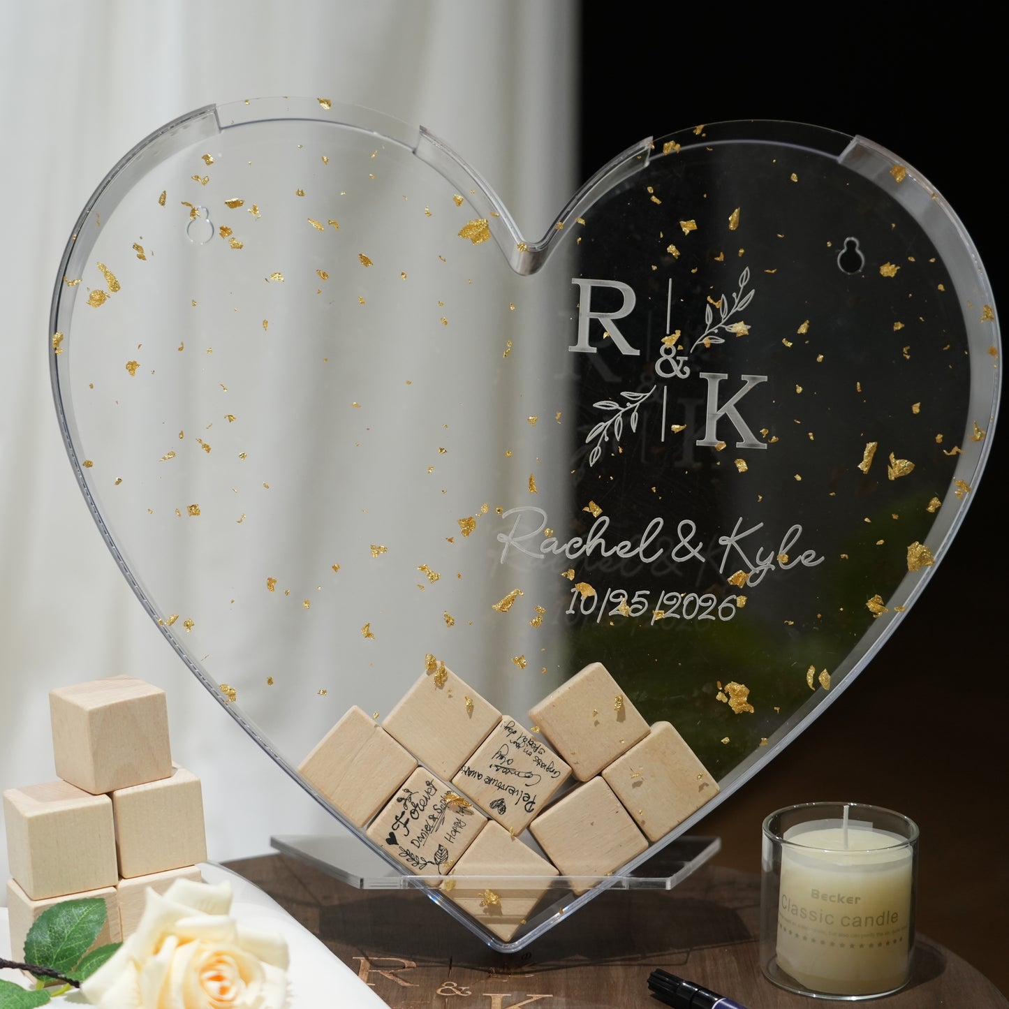 Personalized Wedding Guest Book,Engraved Photo Book, Bridal Shower Album Gifts,Engagement and Anniversary  Scrapbook, Anniversary Gift