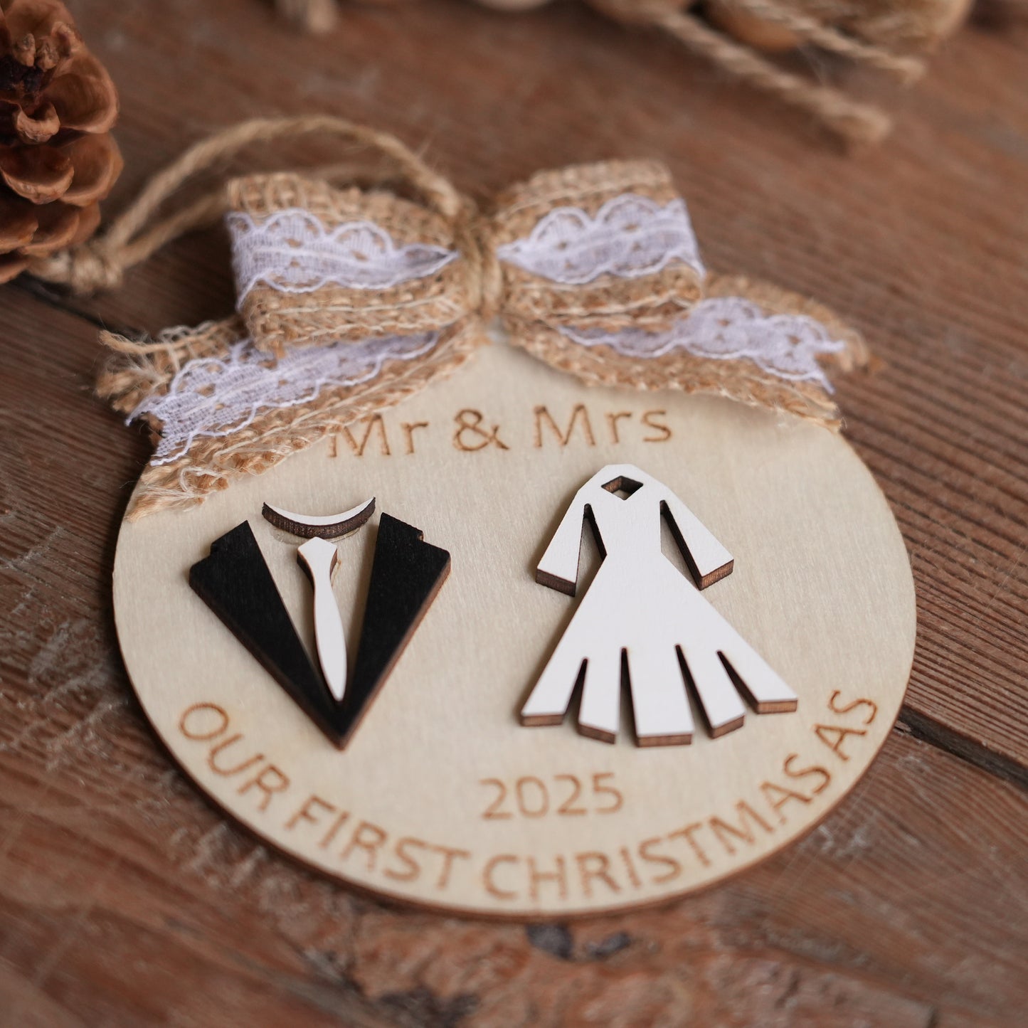 Personalized First Christmas Ornament,Couple Name  Christmas Ornament,Custom Christmas Bauble, Photo Wedding Keepsake,New House Ornament