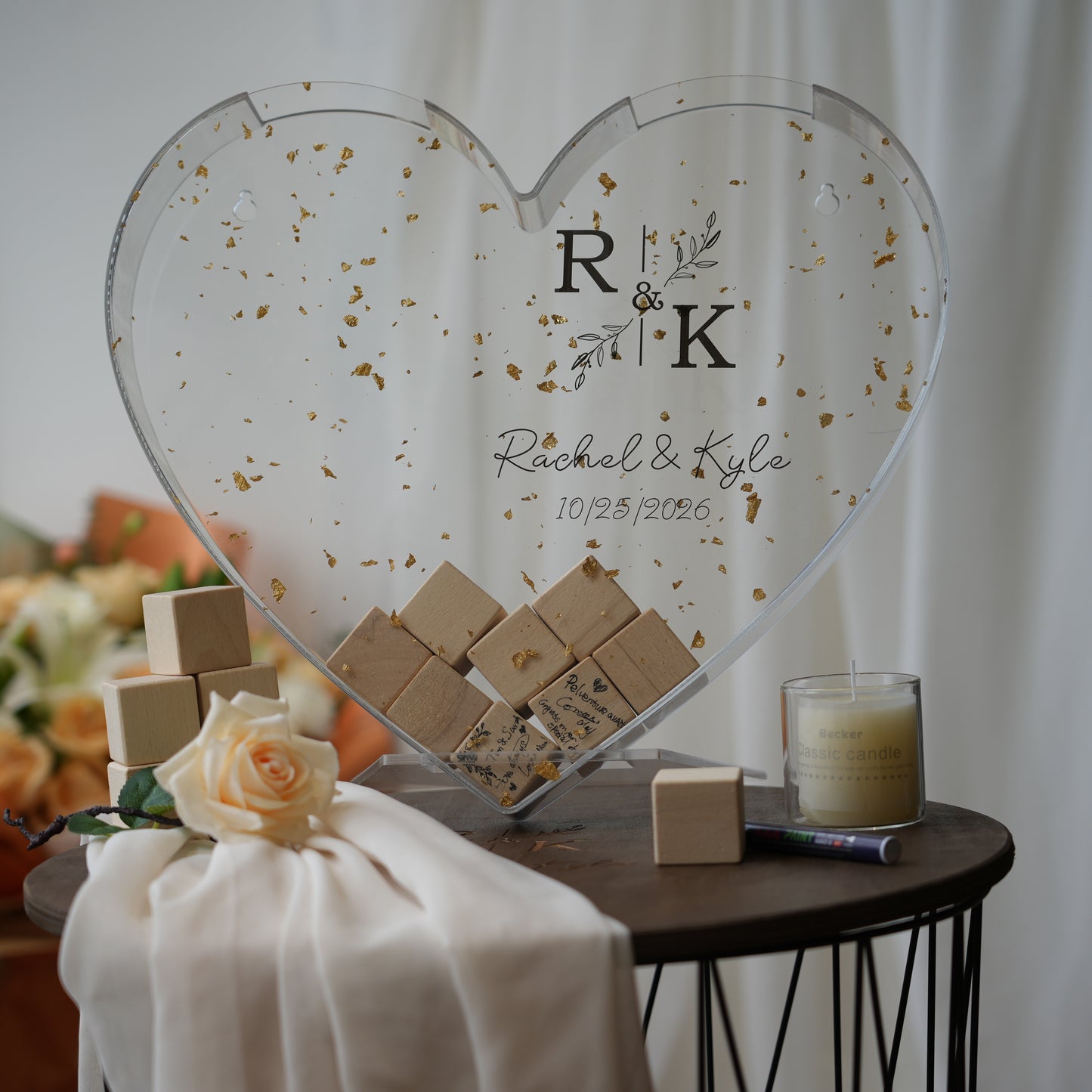 Personalized Wedding Guest Book,Engraved Photo Book, Bridal Shower Album Gifts,Engagement and Anniversary  Scrapbook, Anniversary Gift