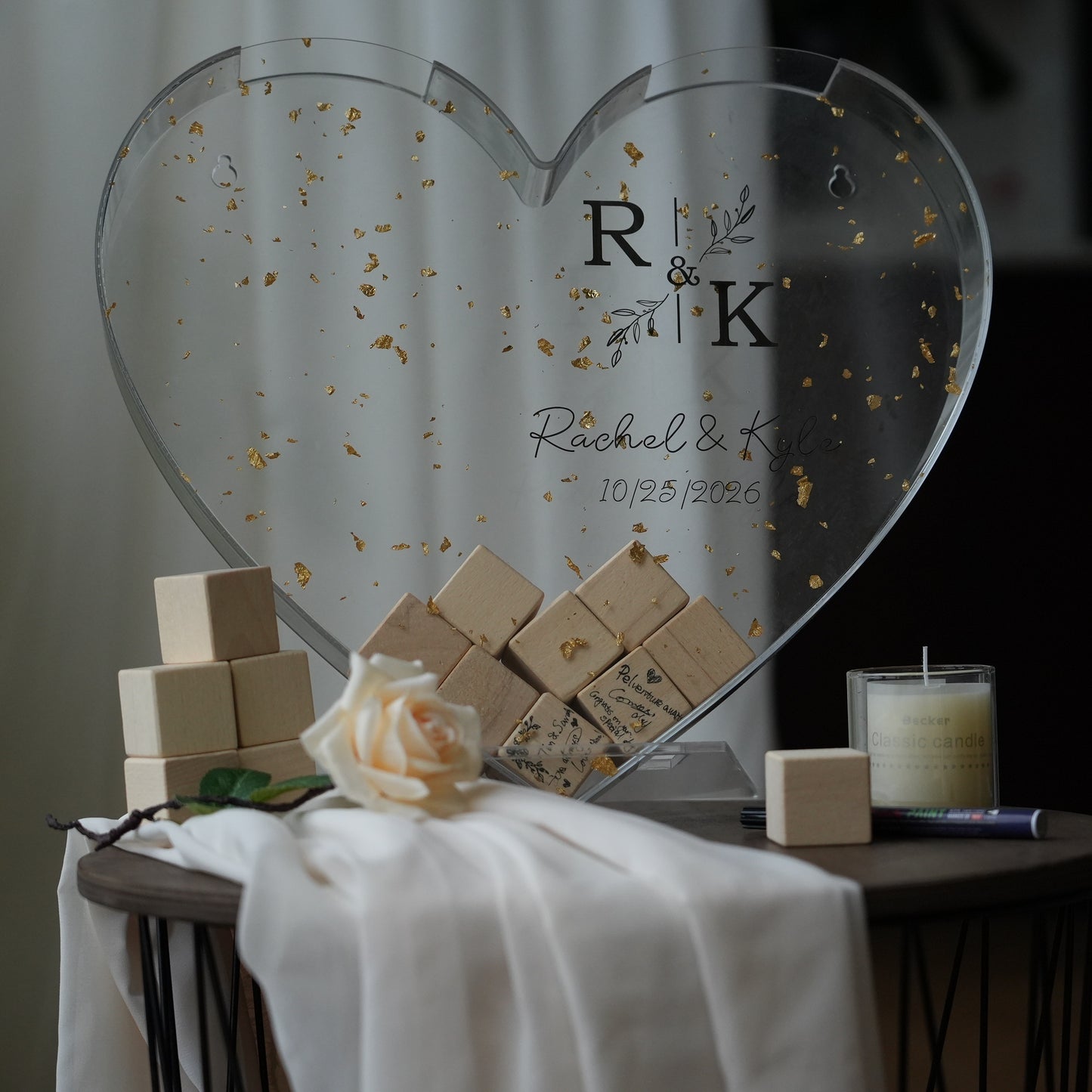 Personalized Wedding Guest Book,Engraved Photo Book, Bridal Shower Album Gifts,Engagement and Anniversary  Scrapbook, Anniversary Gift