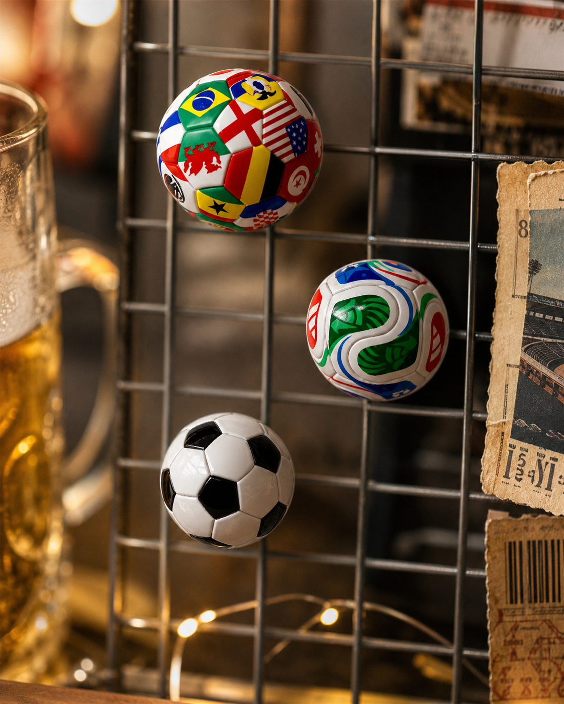 3D Half Soccer Ball Refrigerator Magnets, 3 Styles Black White Swirl World Flags Glossy Sports Magnets, Decorative Fridge Magnets for Kitchen Office Soccer Fan Gift