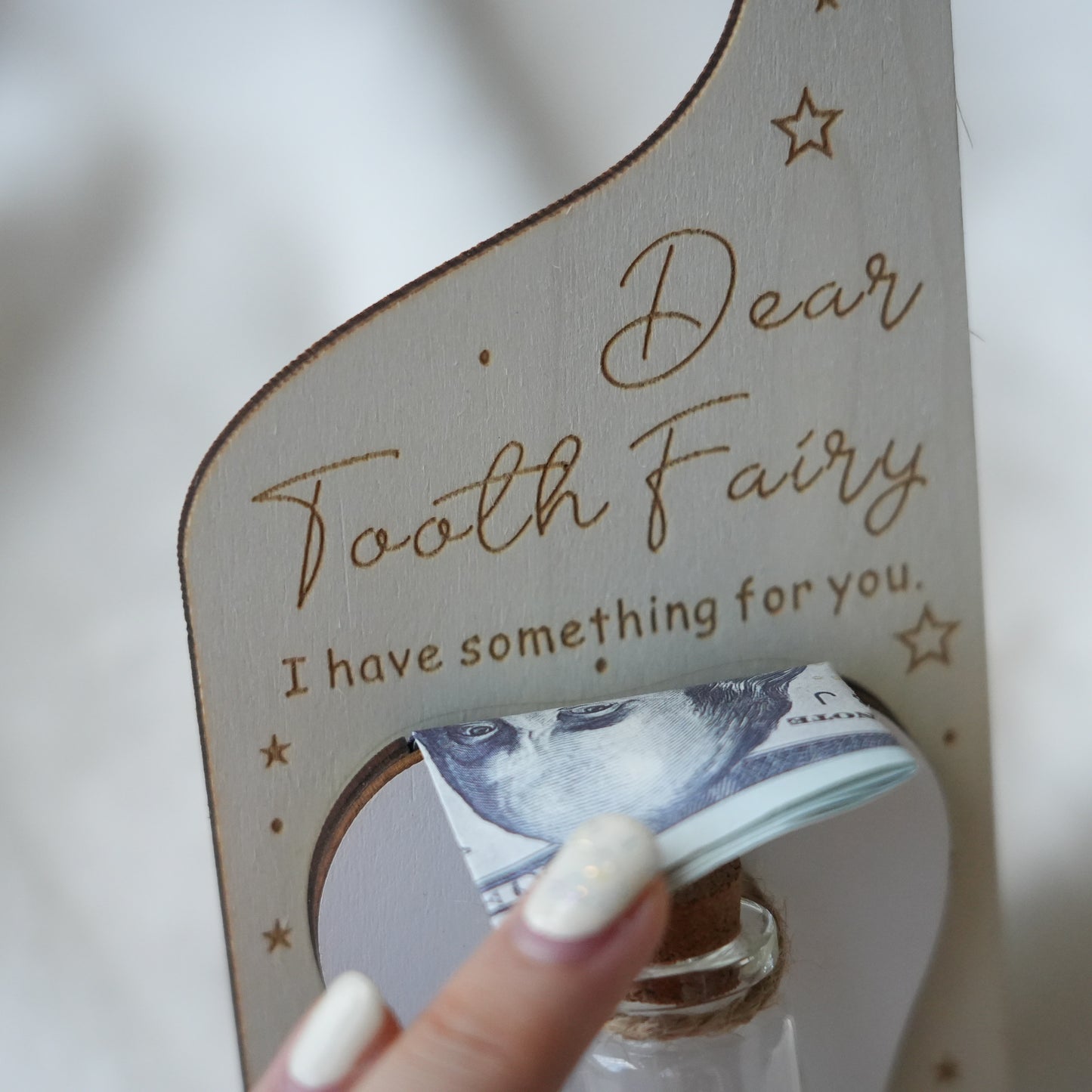 Personalized Tooth Fairy Door Hanger,Baby Shower  Gift,Custom Name Tooth Holder with Jar,Gift For Boys  And Girls,Tooth Pick Up Drop Off