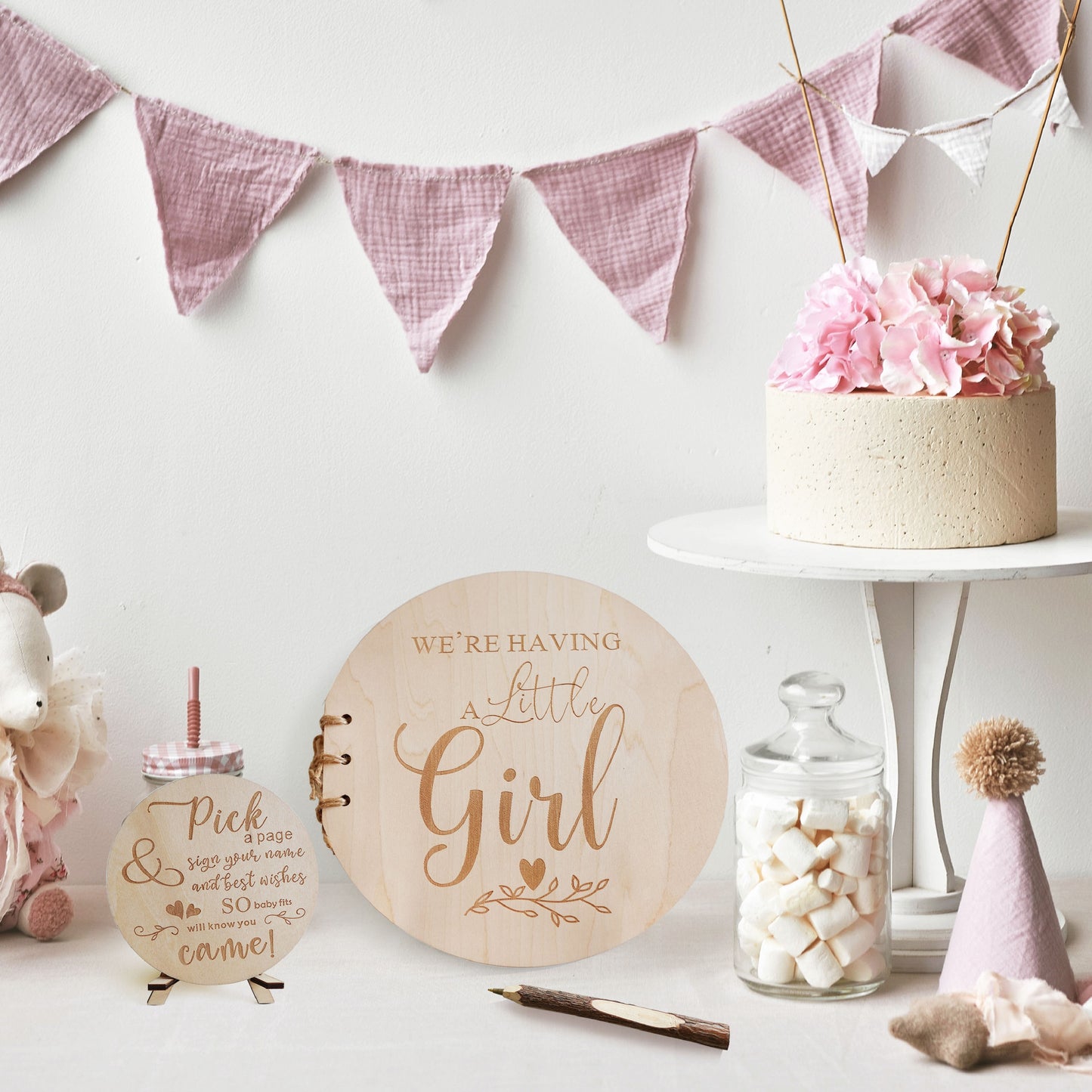 Personalized Baby Shower Guest Book,Wooden Round Guest Book,Gift For Baby Shower,Baby Shower Decor, Mom To Be,Photo Album