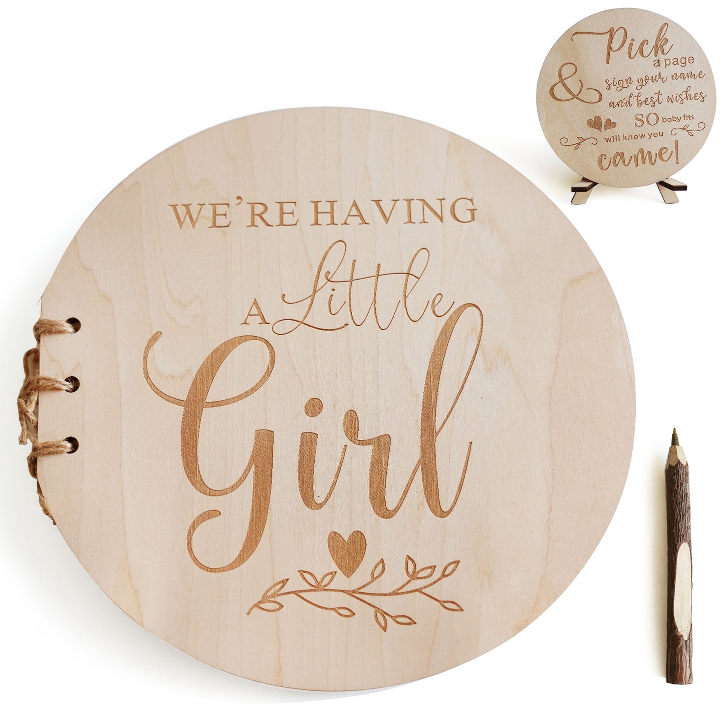 Personalized Baby Shower Guest Book,Wooden Round Guest Book,Gift For Baby Shower,Baby Shower Decor, Mom To Be,Photo Album