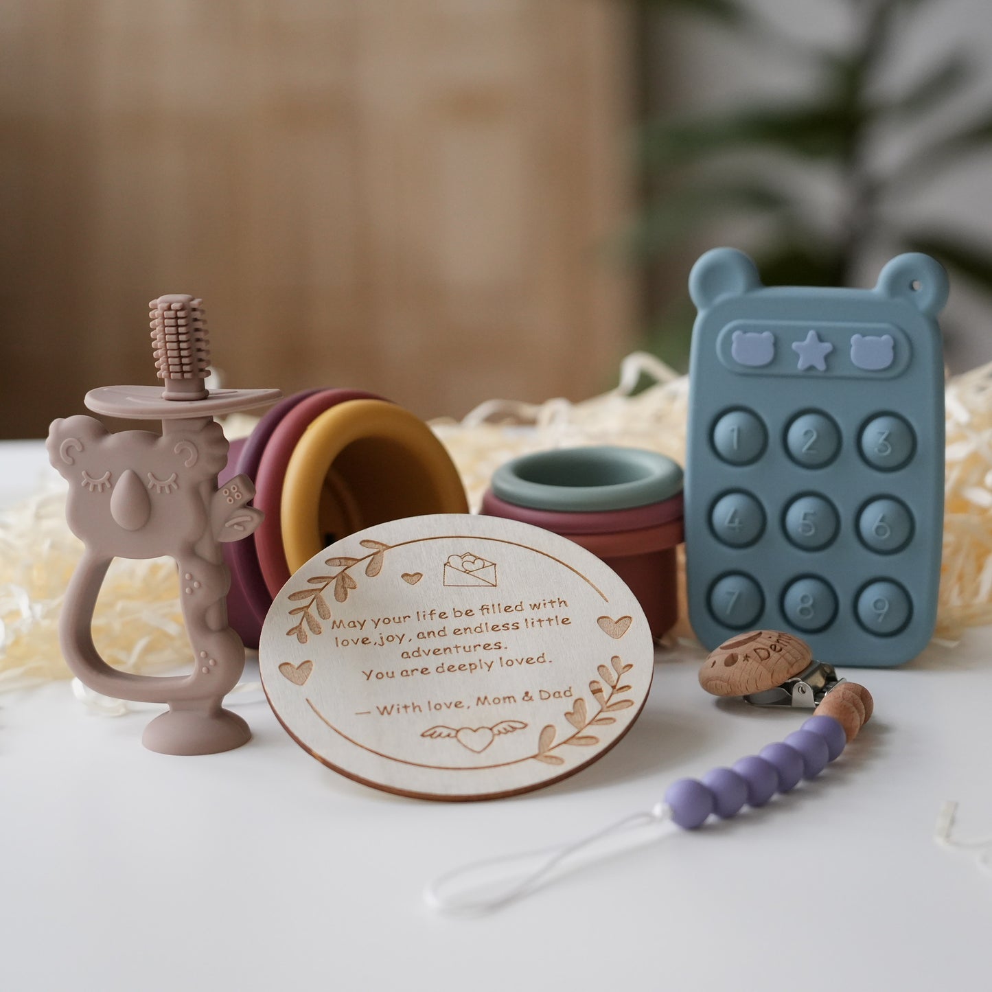 Engraved Silicone Toy With Metal Box,Baby Grinding  Teeth Toys,Baby Shower Gift,First Teething Toy,Sensory  Teether Food Grade Silicone