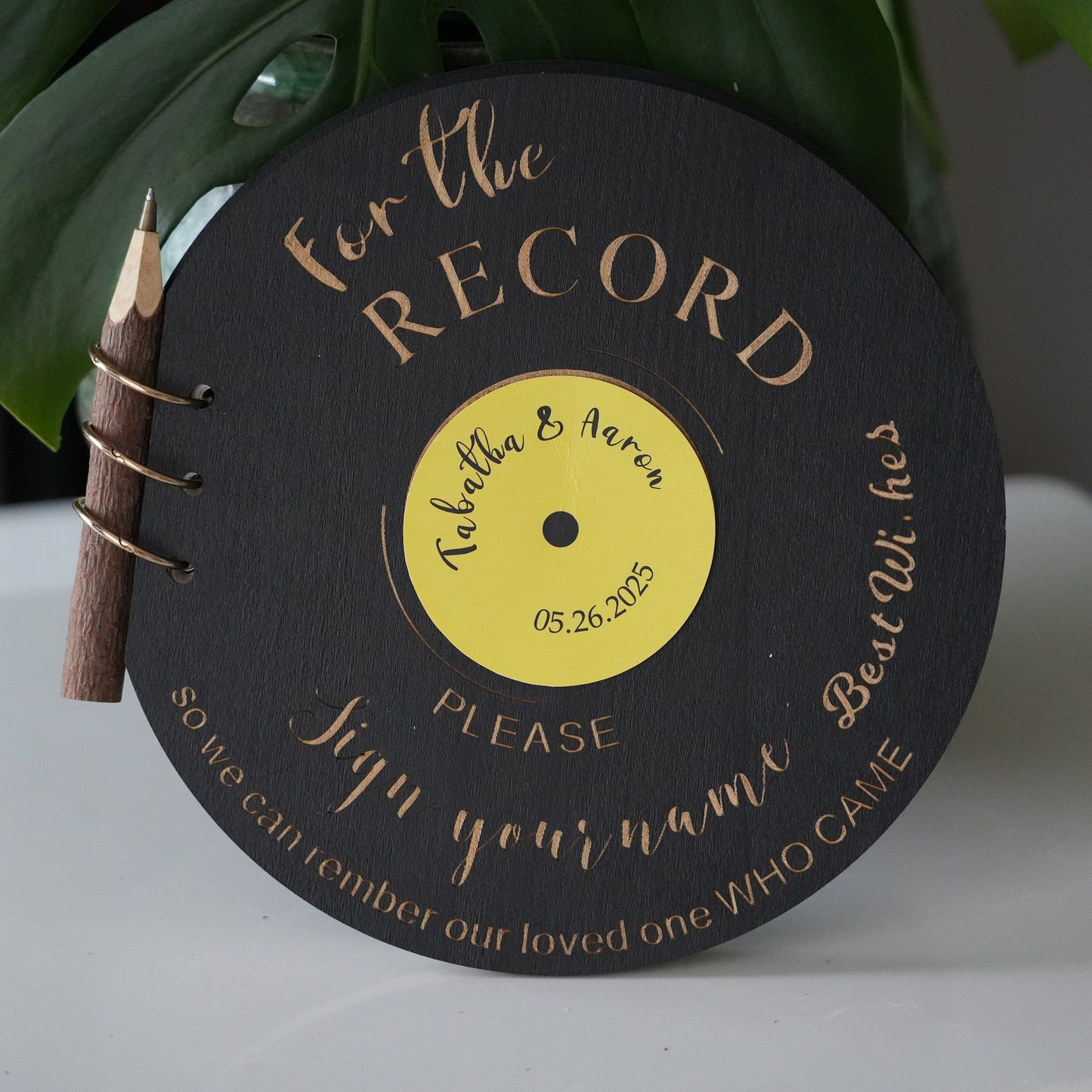Custom Vinyl Record Guest Book,Guest Book With  Pen,Welcome Wedding Signs,Wooden Wedding Decor, Photo Album Cover