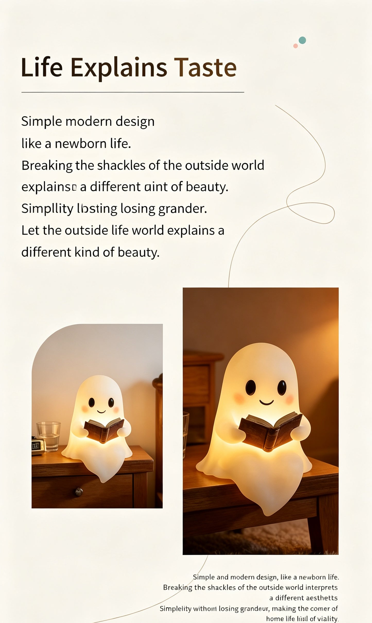 Ghost Reading Night Light, Cute Ghost Table Lamp,  Halloween Mini Desk Lamp, Whimsical Bedside Decor,  Spooky Ghost Accent Lamp