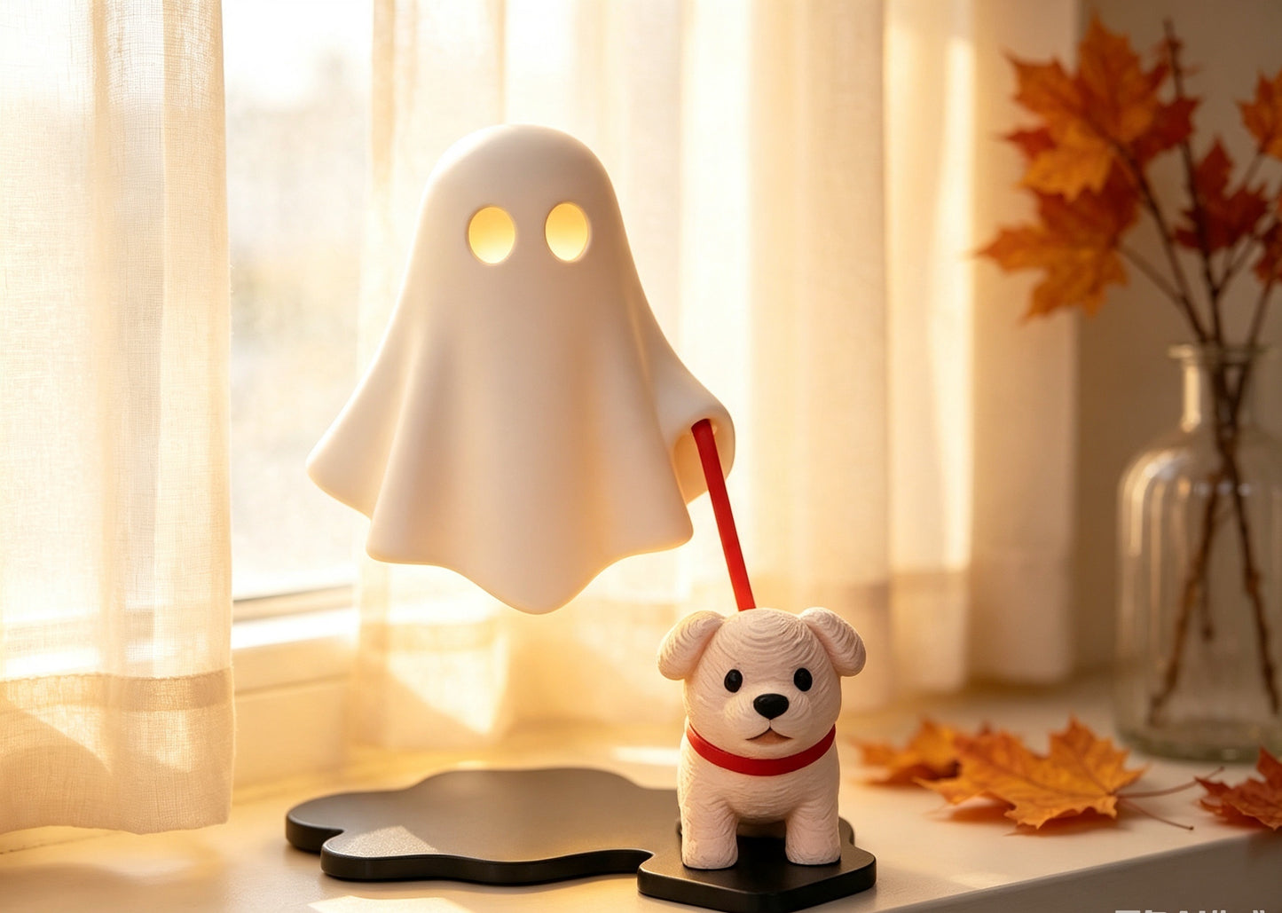 Ghost Dog Night Light, Mini Ghost Puppy  Statue, Halloween Desk & Shelf Decor, Kawaii  Spooky Ornament, Unique Halloween Gift