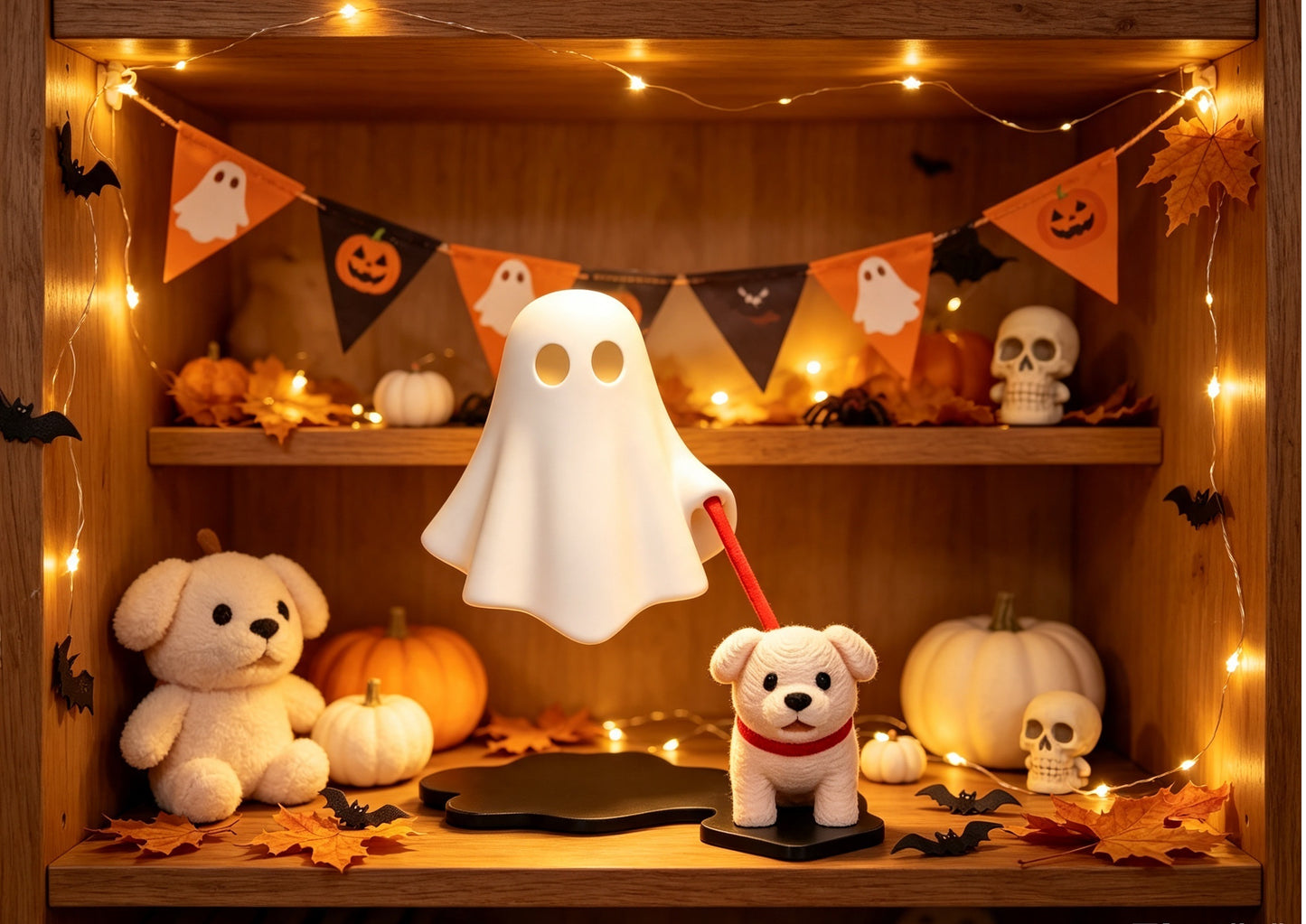 Ghost Dog Night Light, Mini Ghost Puppy  Statue, Halloween Desk & Shelf Decor, Kawaii  Spooky Ornament, Unique Halloween Gift