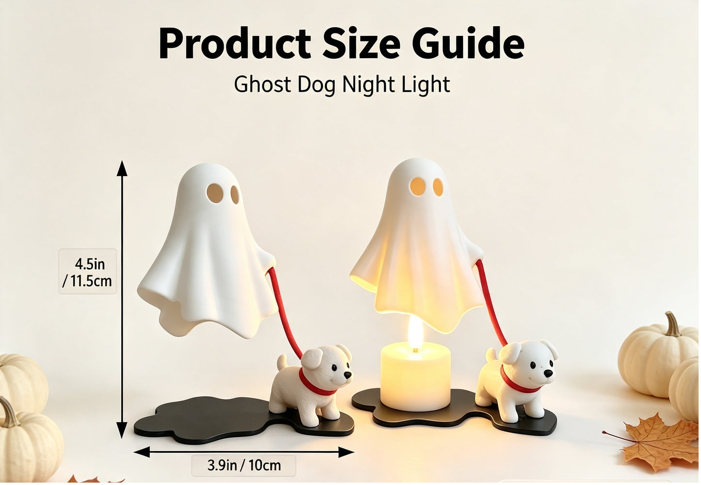 Ghost Dog Night Light, Mini Ghost Puppy  Statue, Halloween Desk & Shelf Decor, Kawaii  Spooky Ornament, Unique Halloween Gift