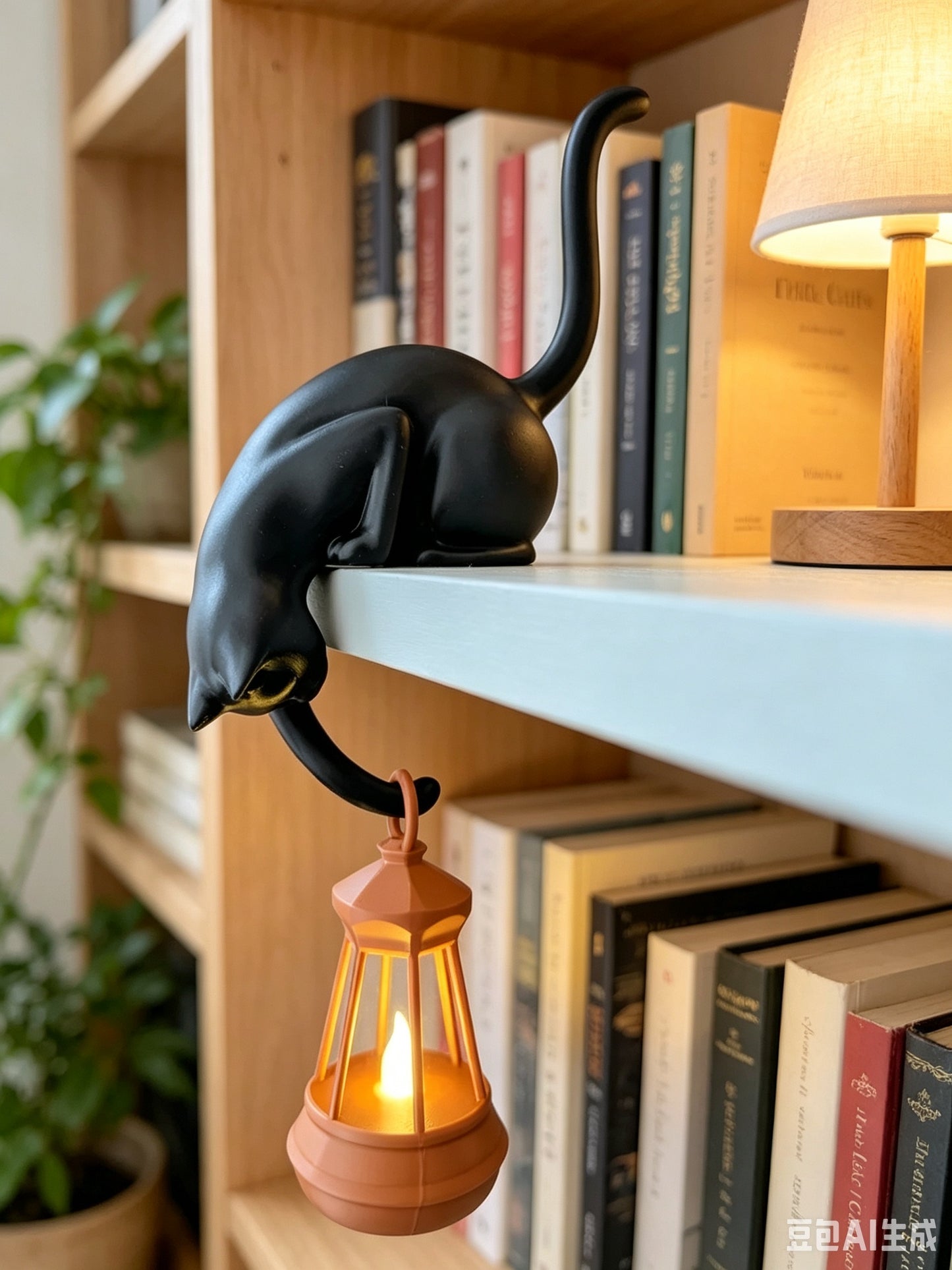 3D Printed Black Cat Shelf Ornament,Handmade Cosy Home Decor, Unique Gift for Cat Lovers & Book Readers