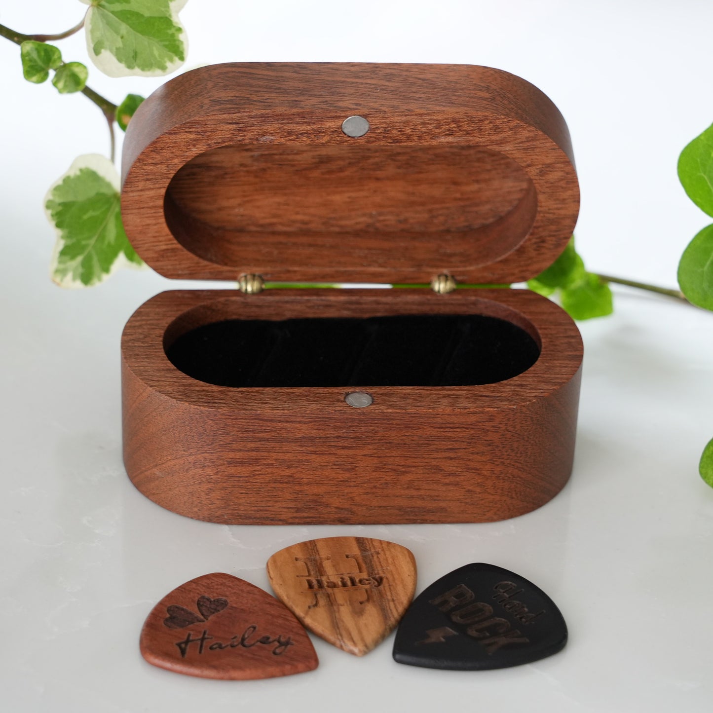 Personalized Wooden Guitar Picks With Chic Box, Custom Guitar Pick Holder,Gift for Guitarist Musician, Plectrum Box Guitar Player Gift