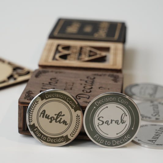 Personalized Decision Coin For The Couple,Classic Decision Maker,Challenge Coin,Decision Coin With Wooden Box,Valentines Gift
