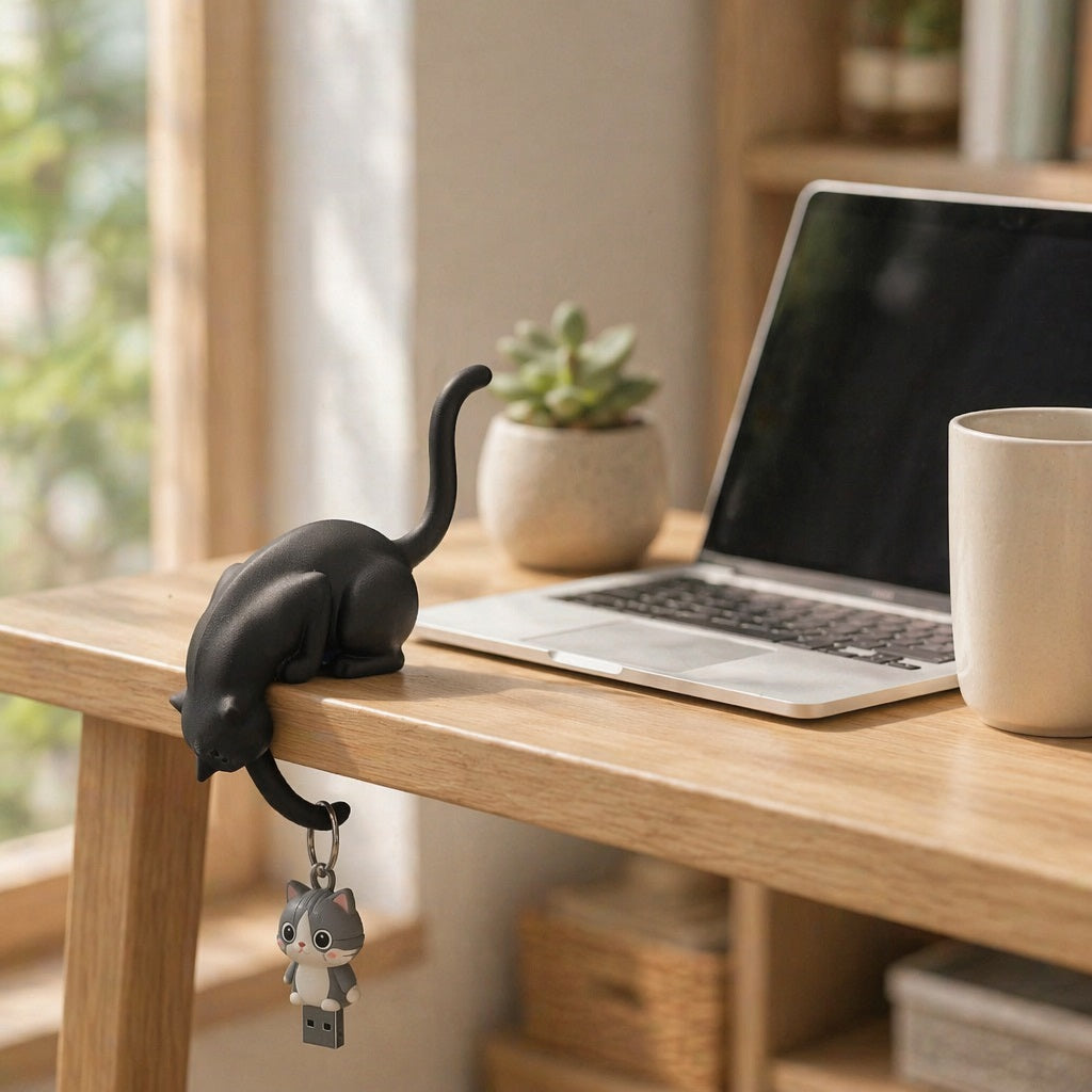 3D Printed Black Cat Shelf Ornament,Handmade Cosy Home Decor, Unique Gift for Cat Lovers & Book Readers