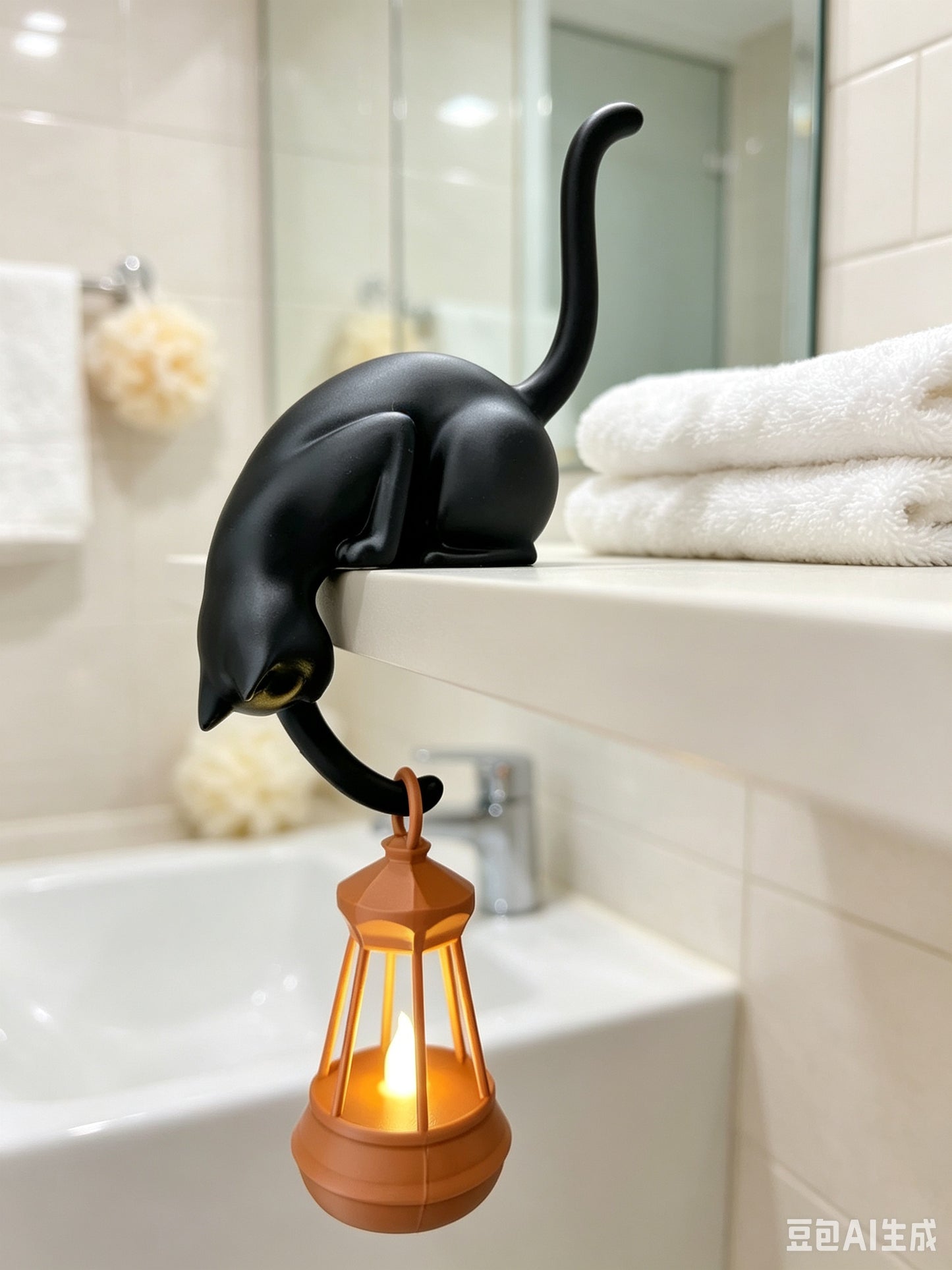 3D Printed Black Cat Shelf Ornament,Handmade Cosy Home Decor, Unique Gift for Cat Lovers & Book Readers