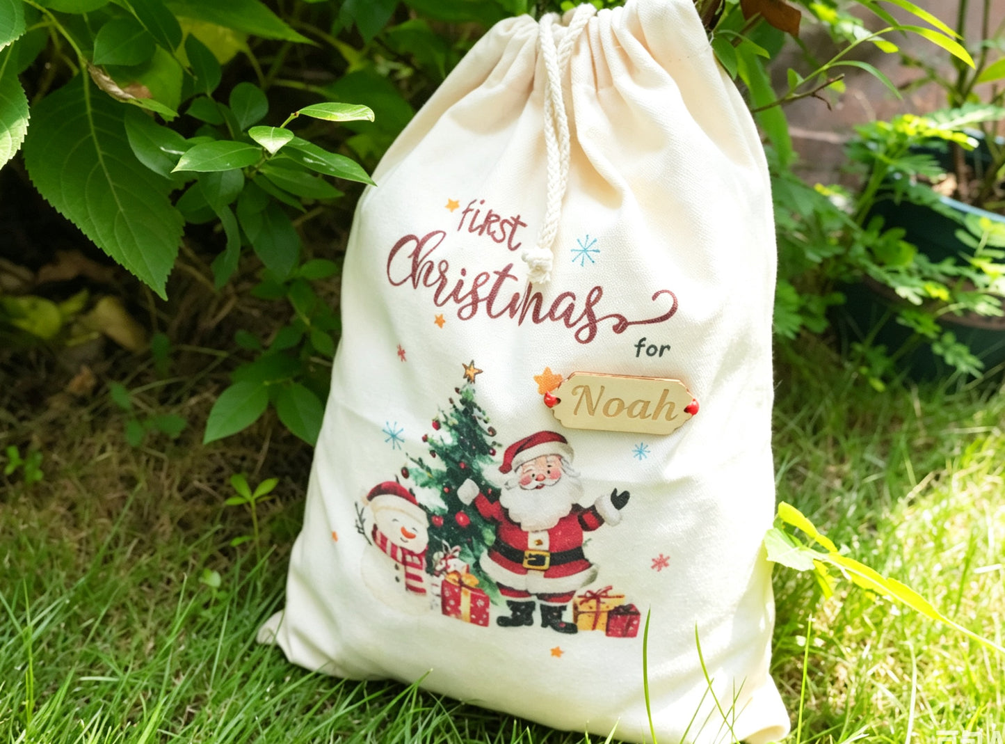Personalized Santa Sack, Custom Name Christmas  Toy Sack, Large Monogram Gift Bag for Kids First  Christmas Gifts